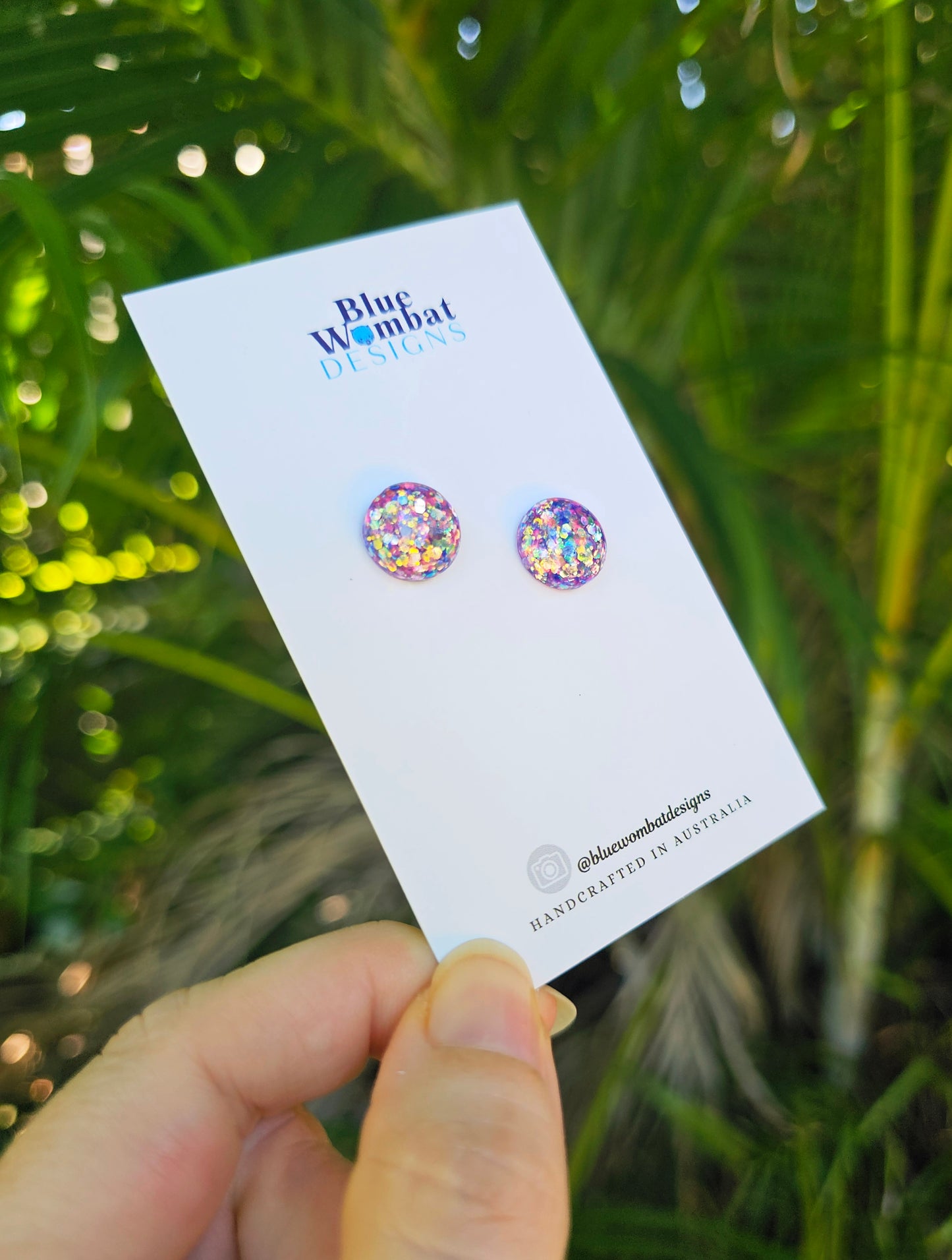Sparkle Glitter Pinky Purple Resin Domed Studs 12mm