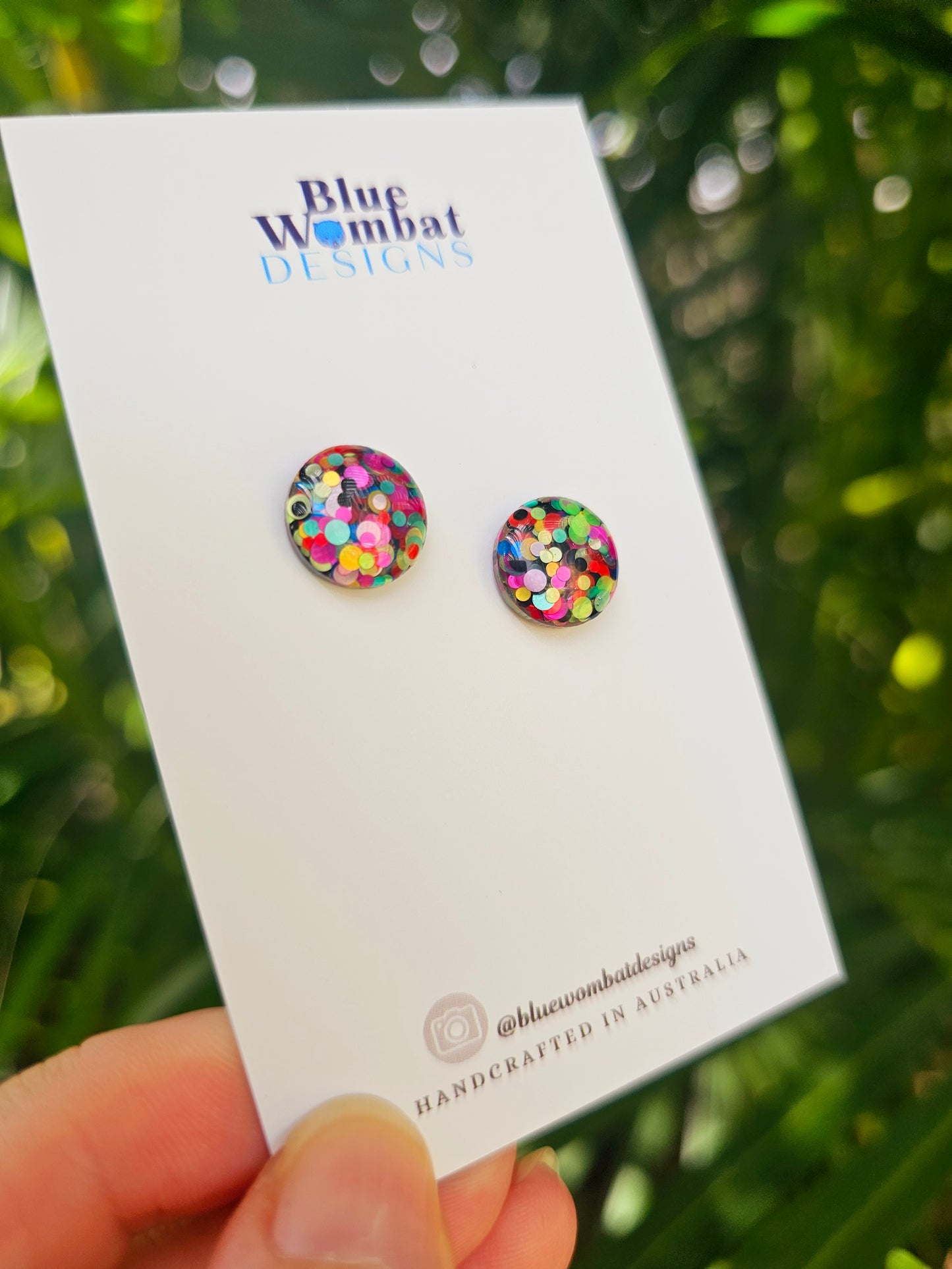 Rainbow Spotty Glitter Resin Domed Studs 12mm