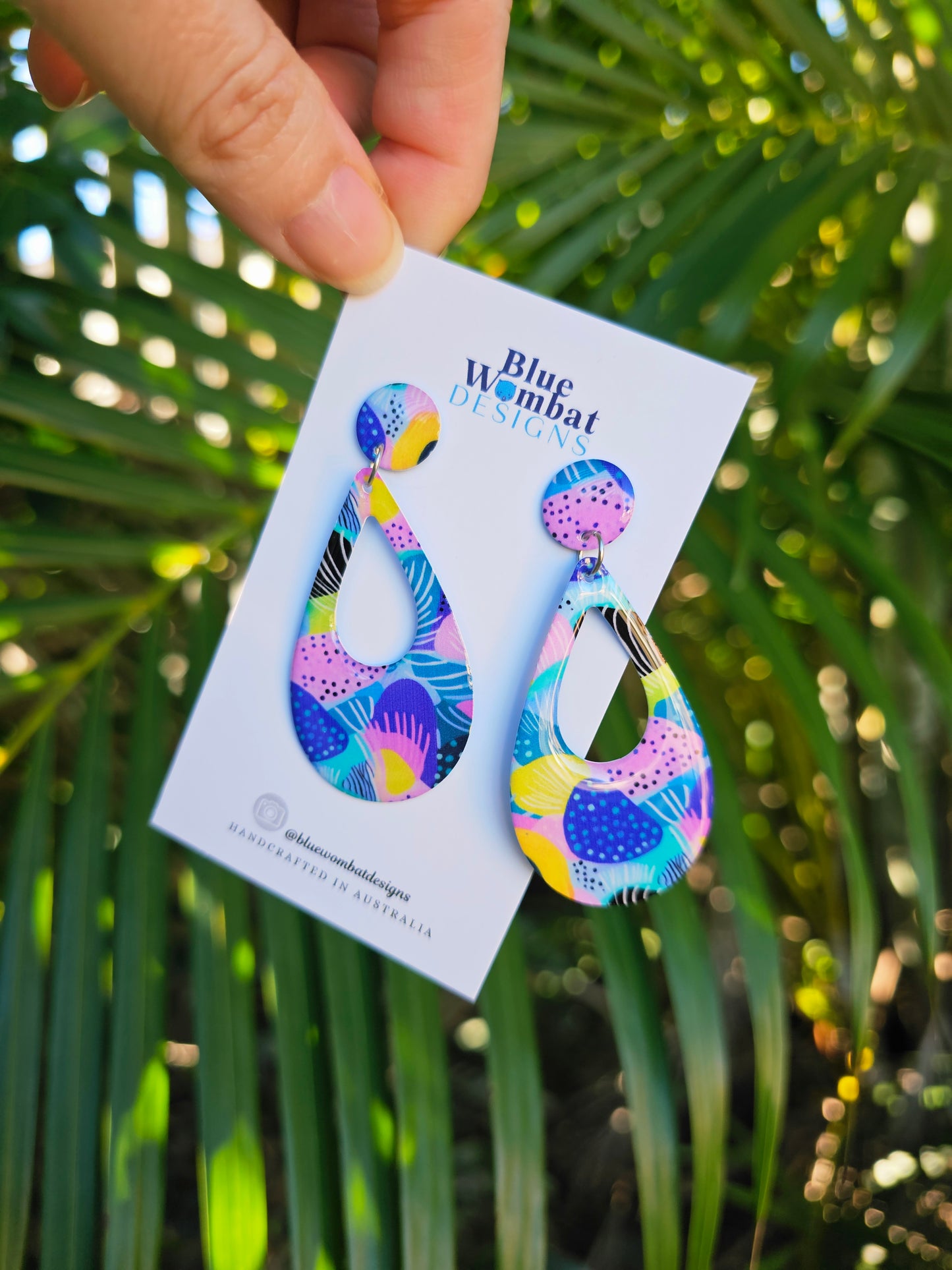 Colourful Yupo Paper Resin Dangle Earrings