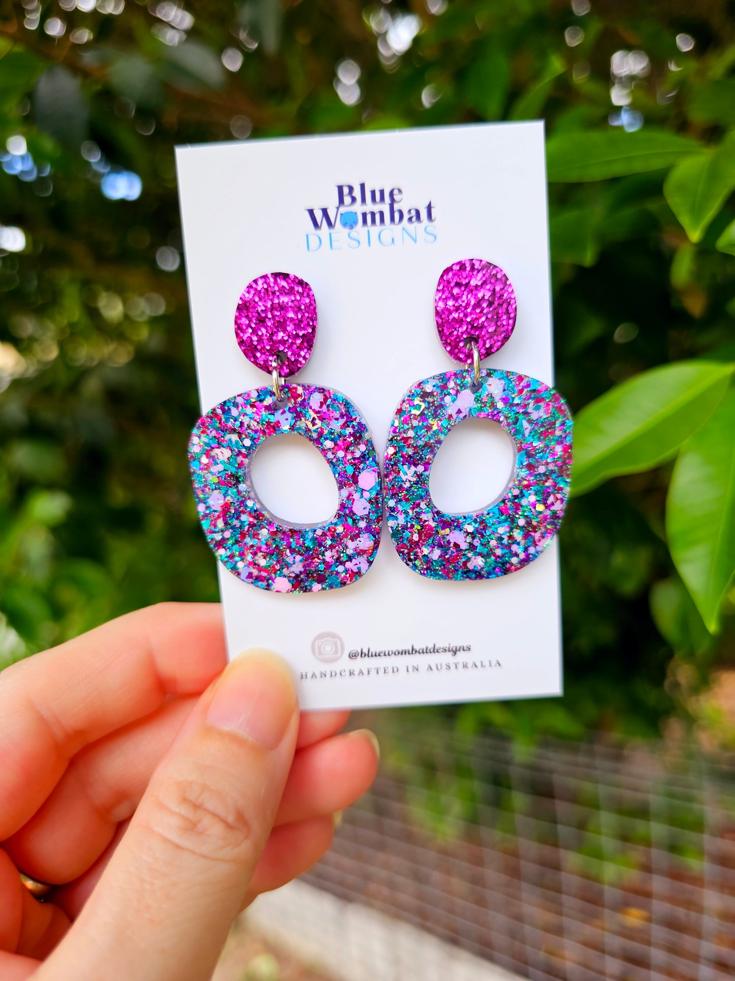 Handmade Glitter Resin Organic Shape Dangle Earrings