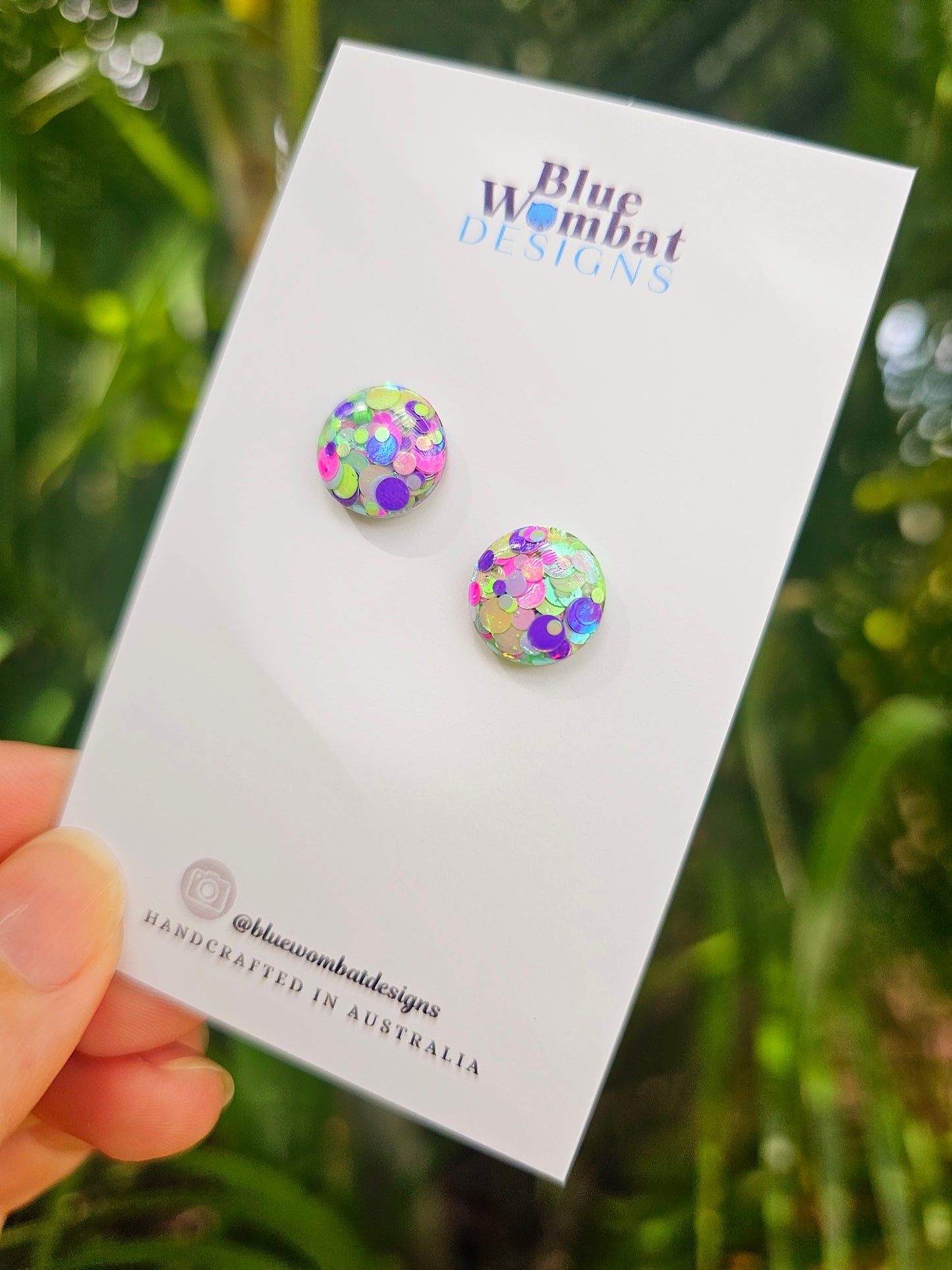 Colourful Spot Glitter Resin Domed Studs 12mm