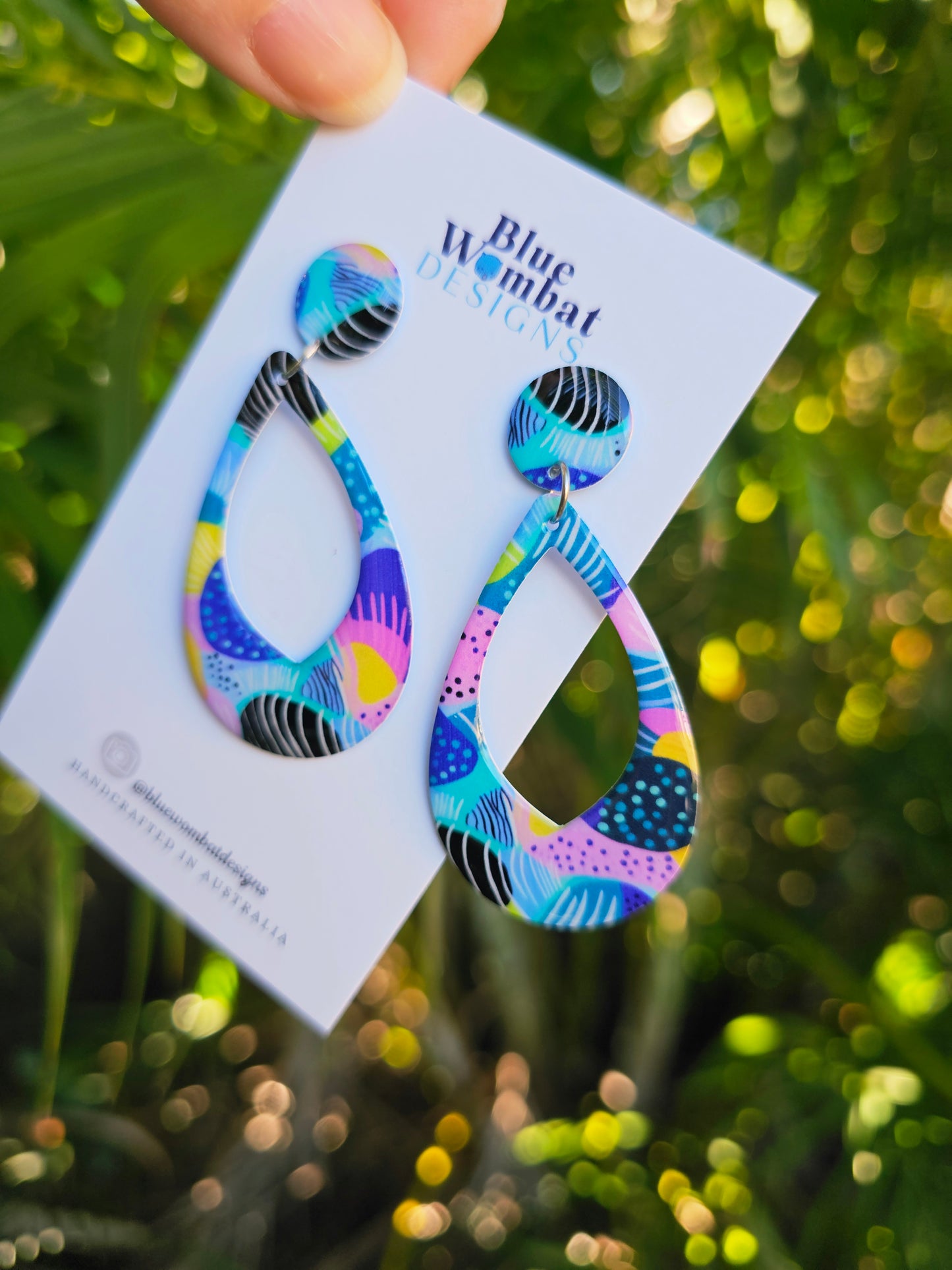 Colourful Hoop Resin Yupo Paper Dangle Earrings