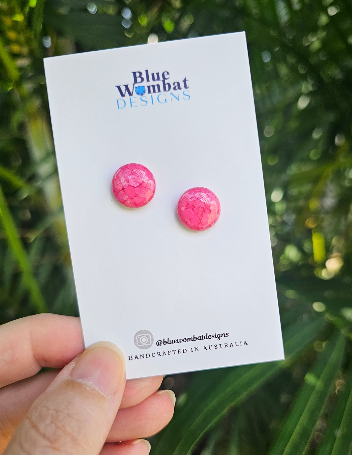 Pink Glitter Resin Domed Studs 12mm