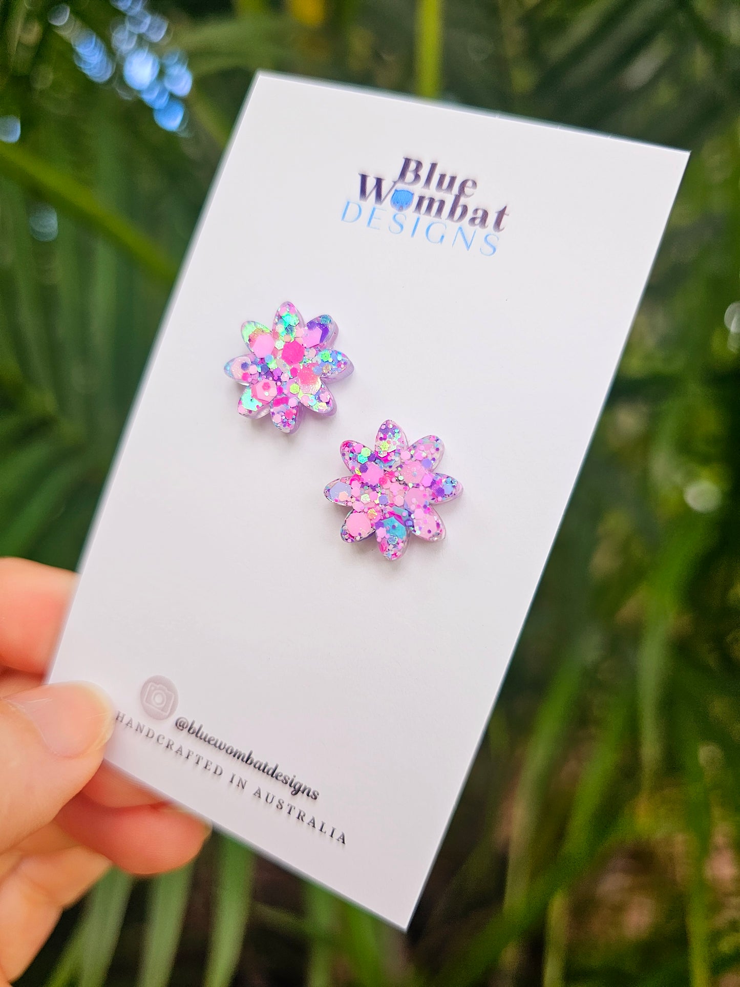 Glitter Resin Flower Studs
