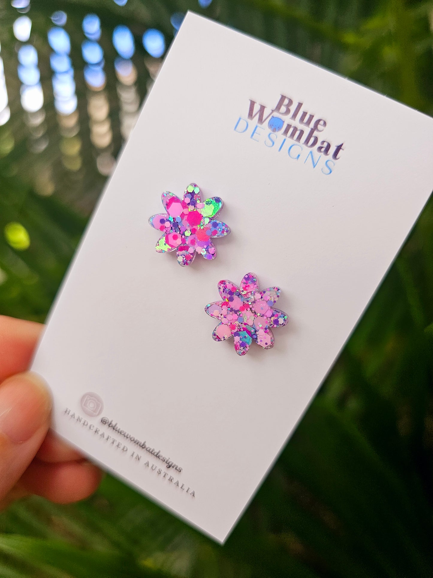Glitter Resin Flower Studs