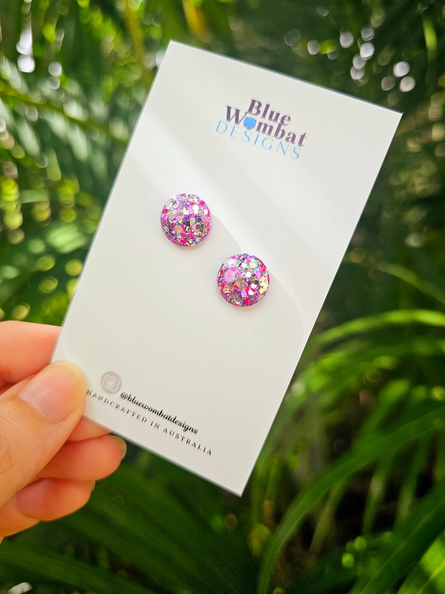 Sparkle Glitter Resin Domed Studs 12mm