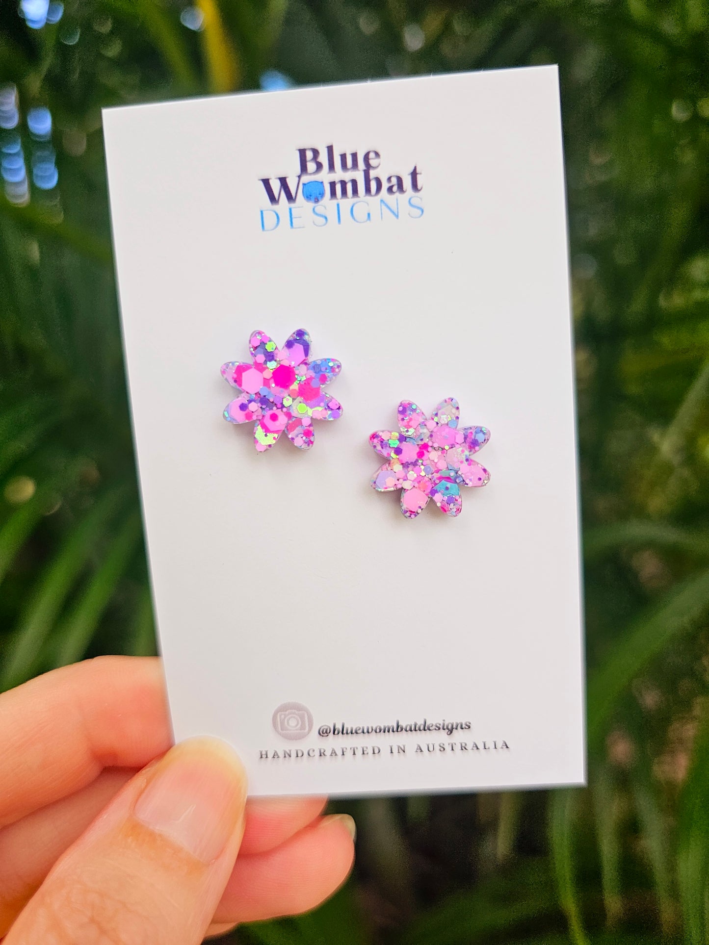 Glitter Resin Flower Studs