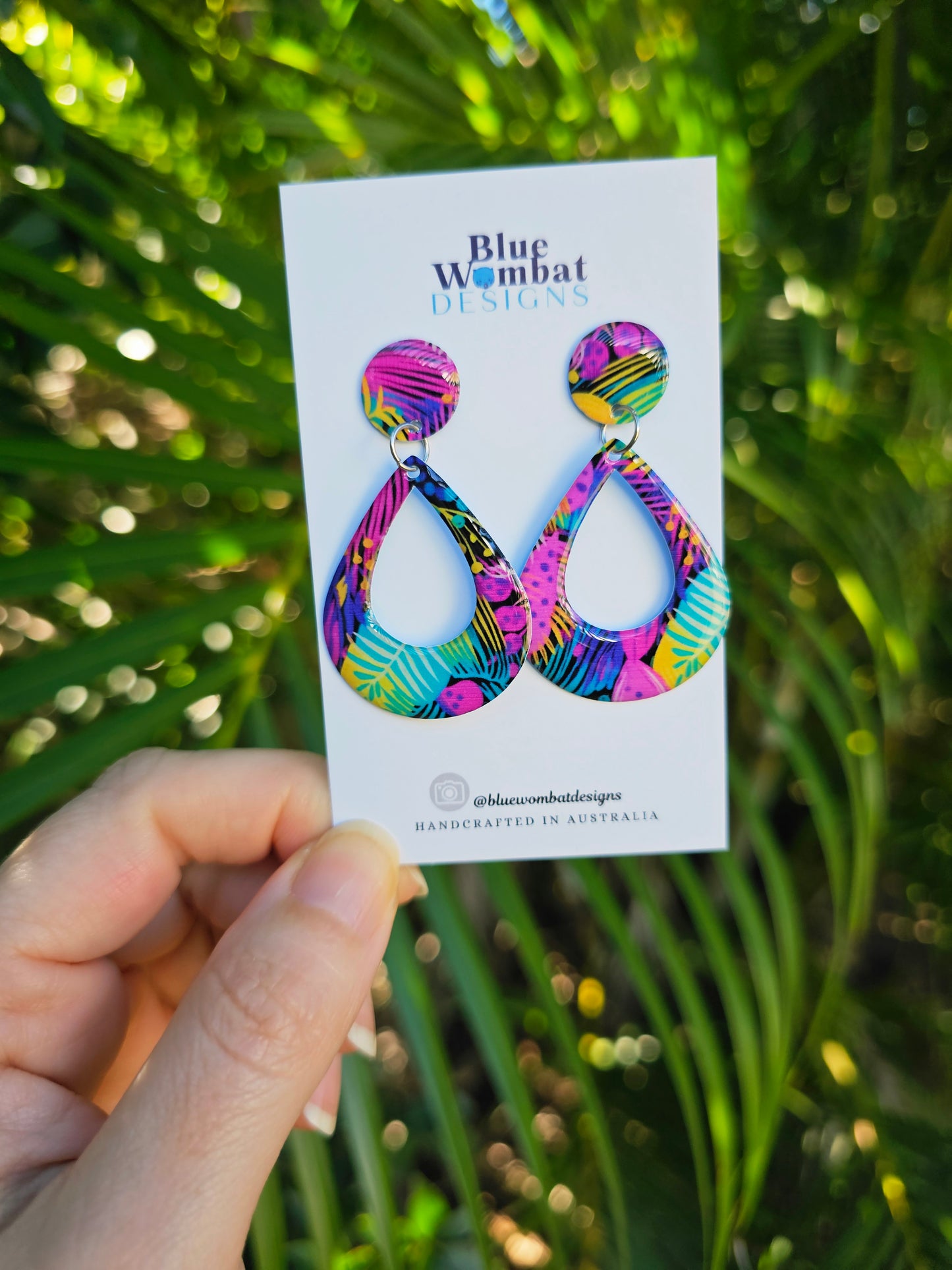 Floral Yupo Paper Resin Dangle Earrings