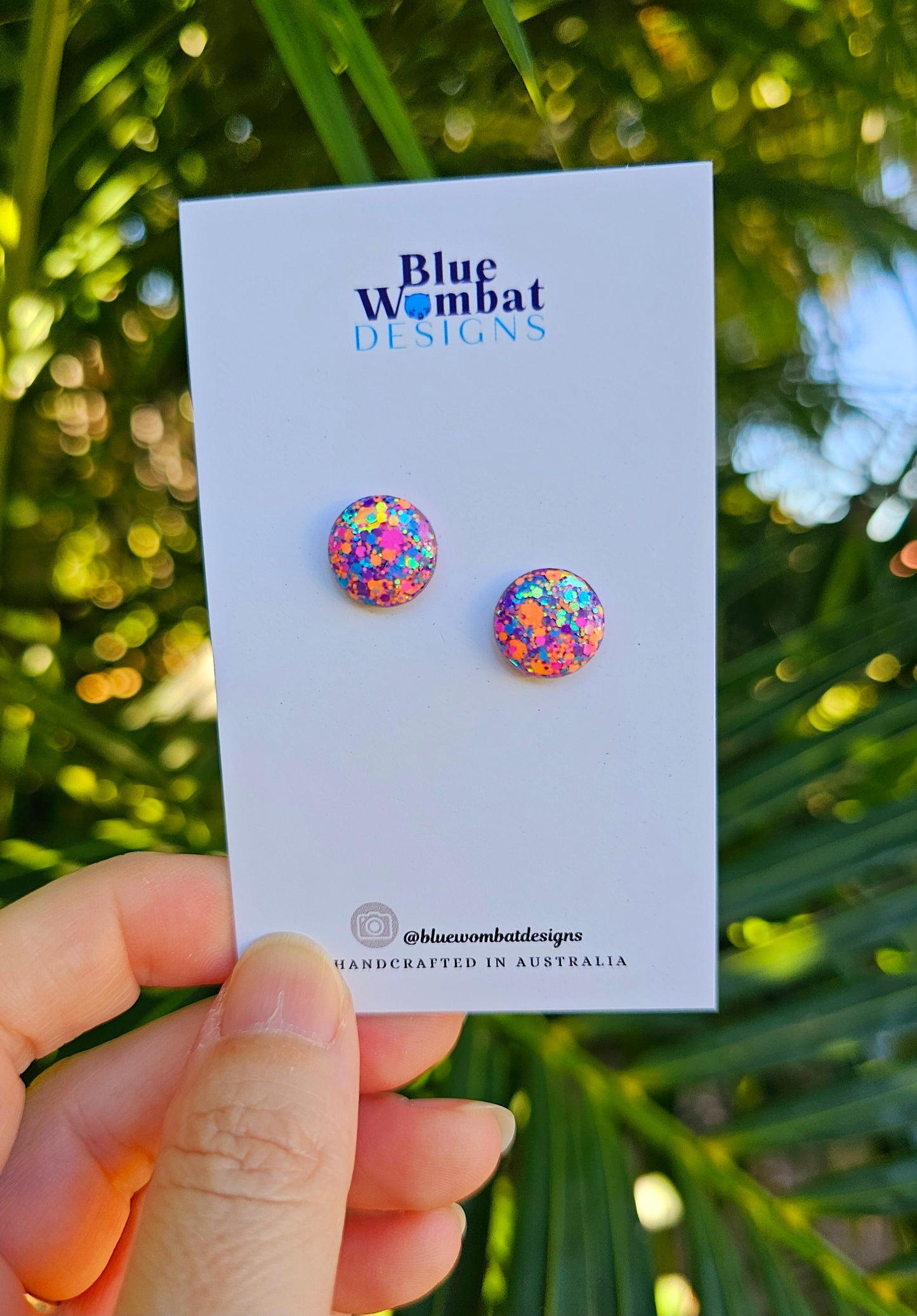 Colourful Glitter Resin Domed Studs 12mm