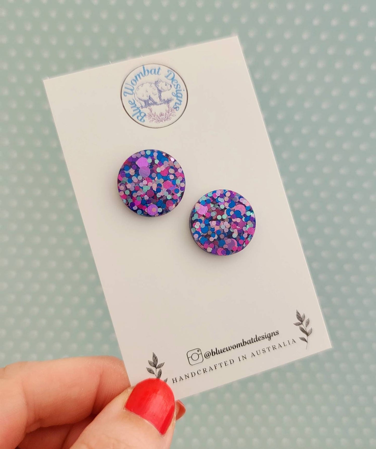 Colourful Glitter Resin Studs 17mm