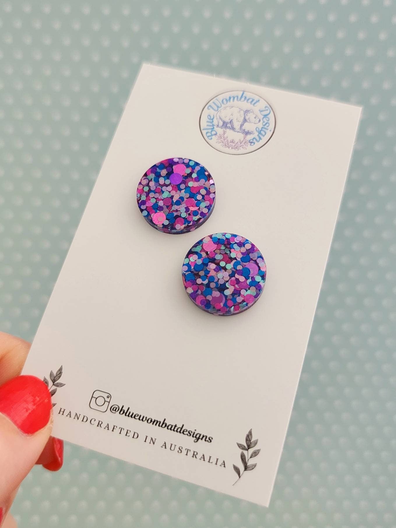 Colourful Glitter Resin Studs 17mm