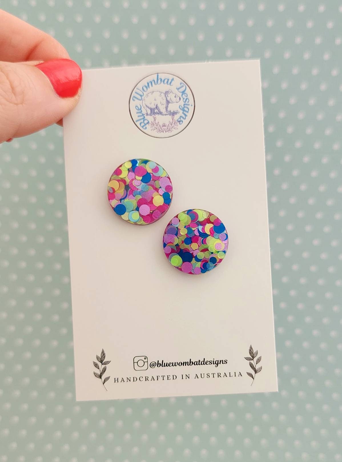 Colourful Resin Stud Earrings 17mm