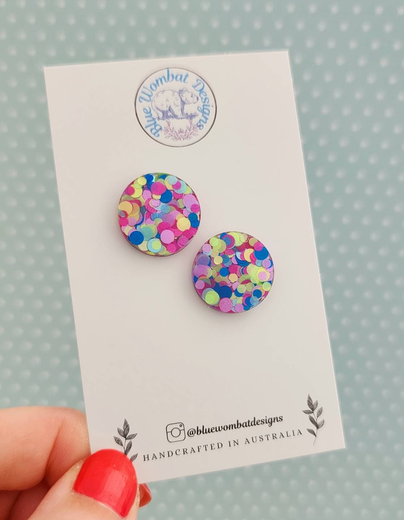 Colourful Resin Stud Earrings 17mm