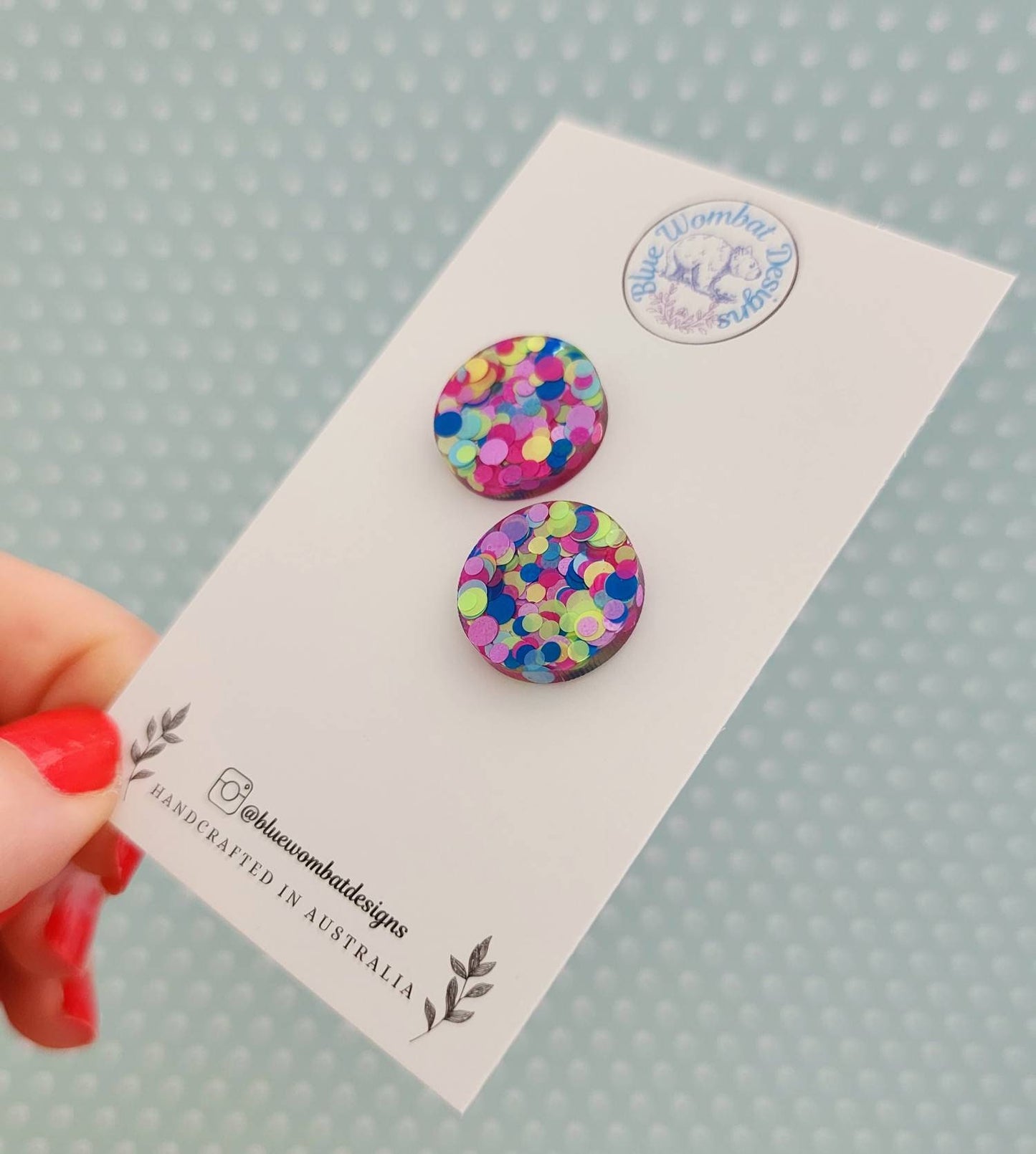 Colourful Resin Stud Earrings 17mm