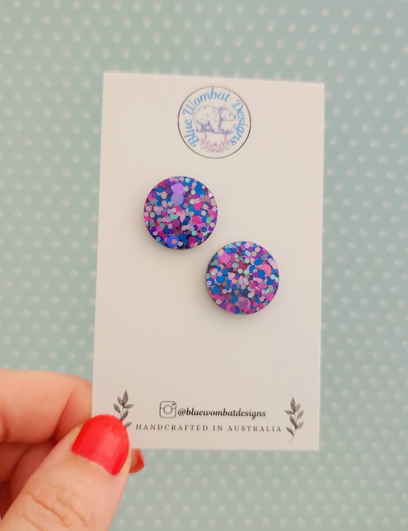 Colourful Glitter Resin Studs 17mm