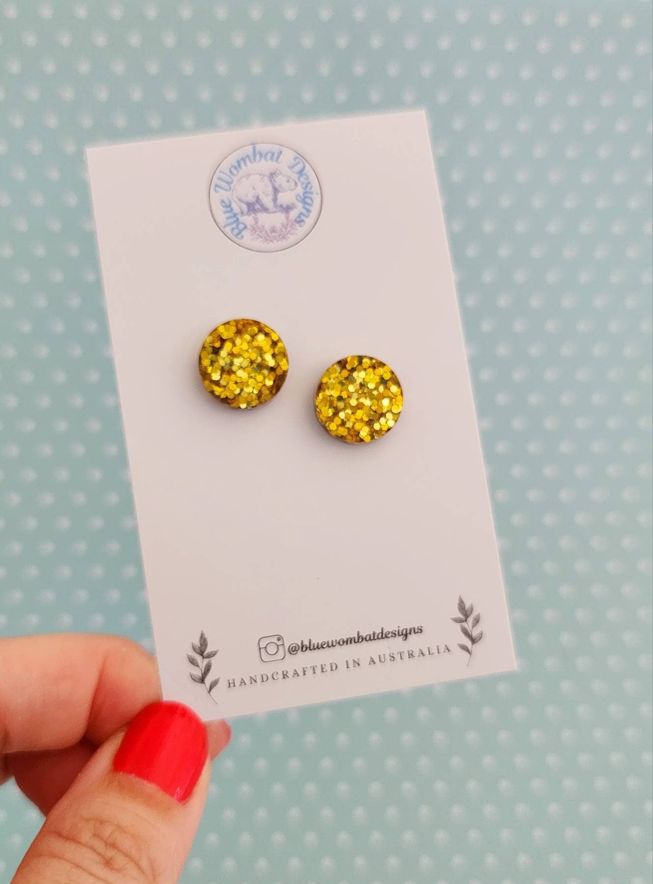 Resin Glitter Small Stud Earrings 14mm