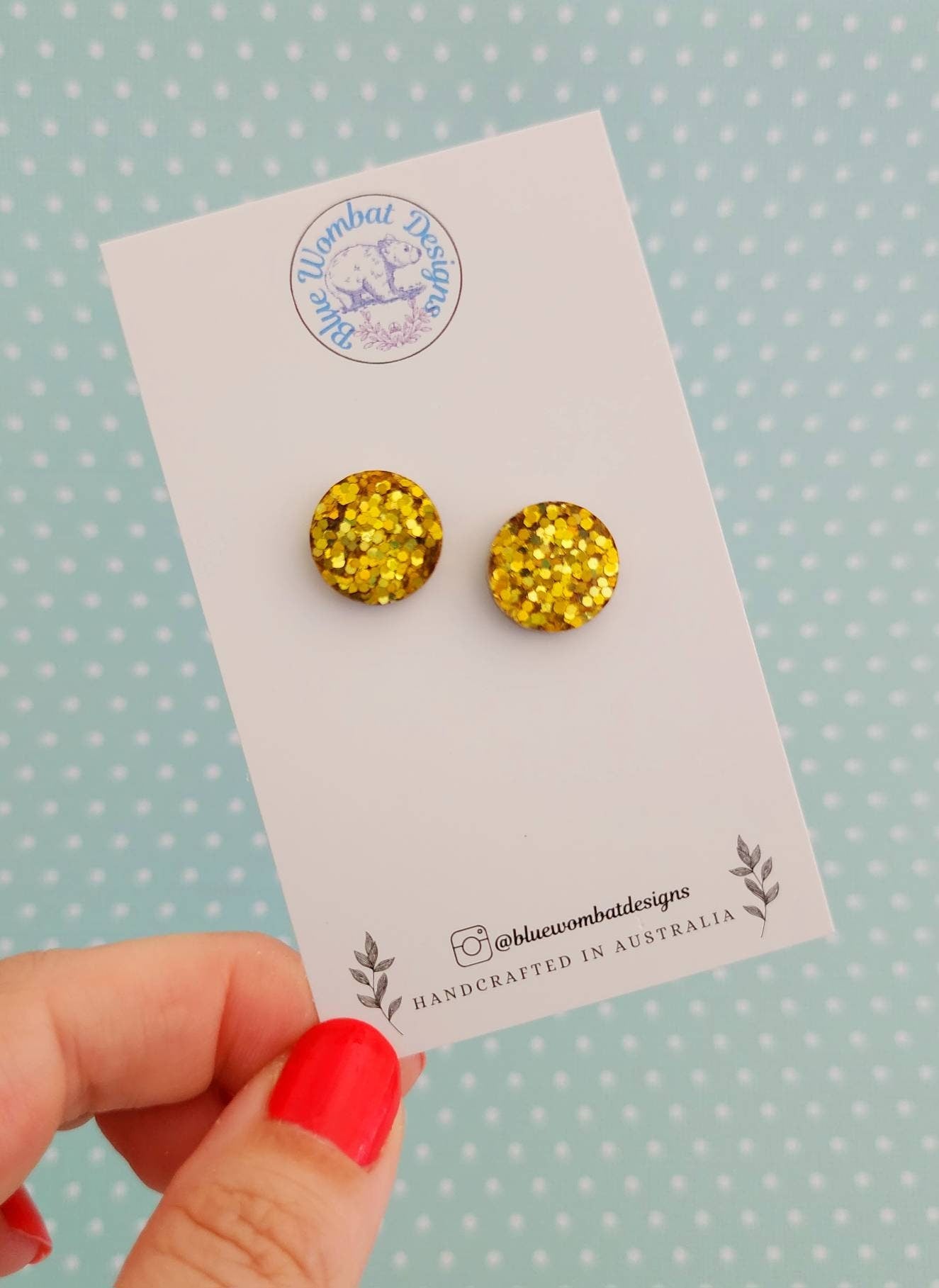 Resin Glitter Small Stud Earrings 14mm