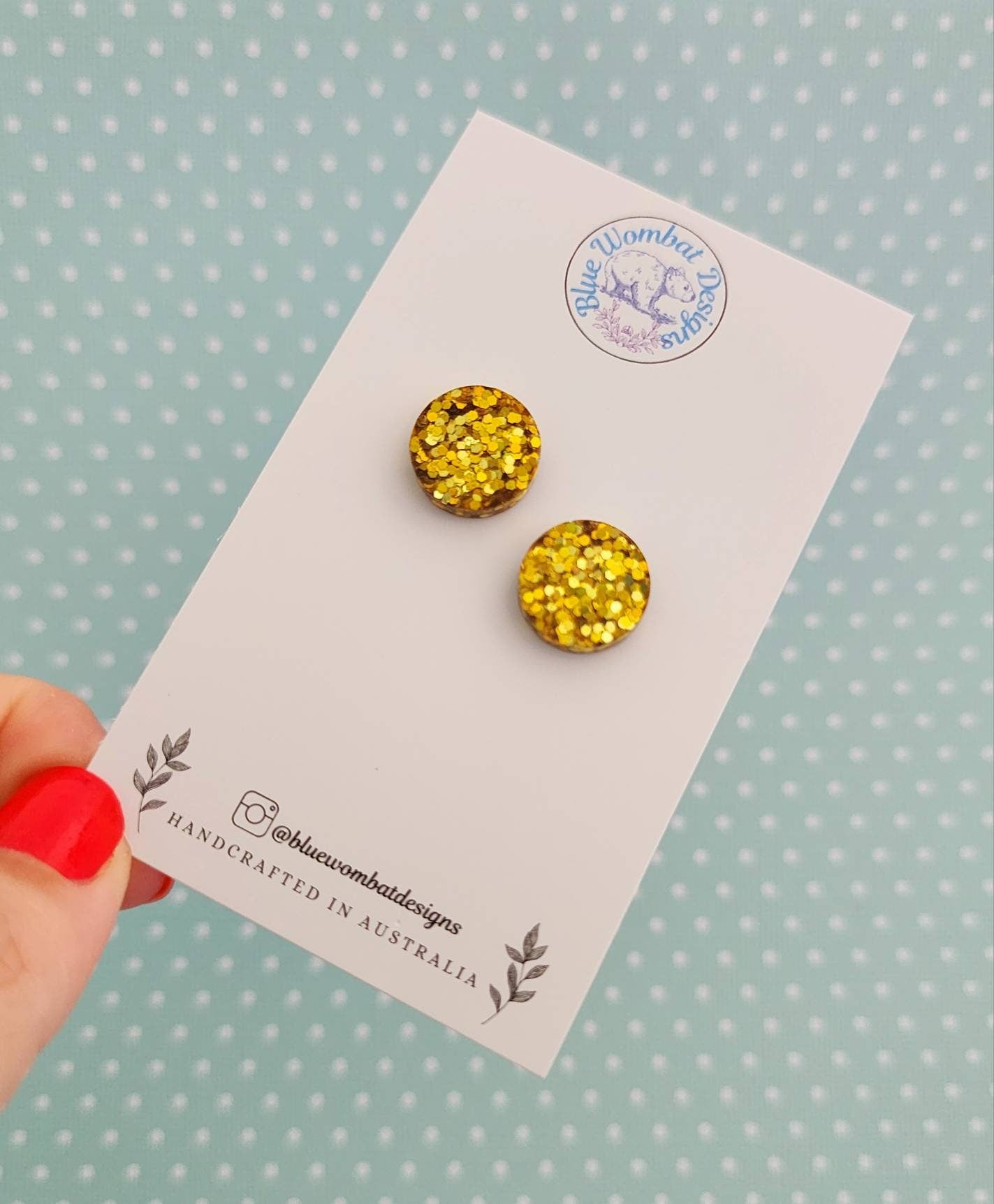 Resin Glitter Small Stud Earrings 14mm