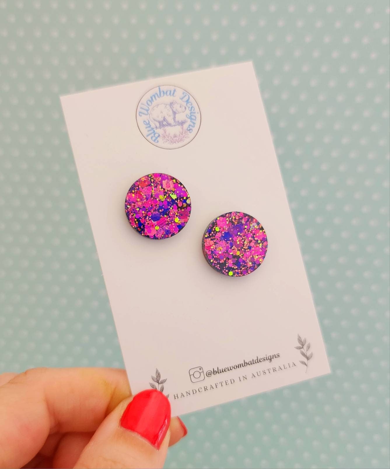 Iridescent Chameleon Glitter Resin Studs 17mm