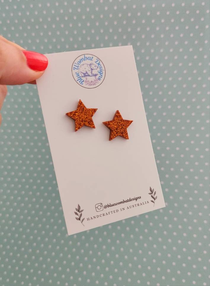 Sparkle Glitter Star Resin Studs 15mm