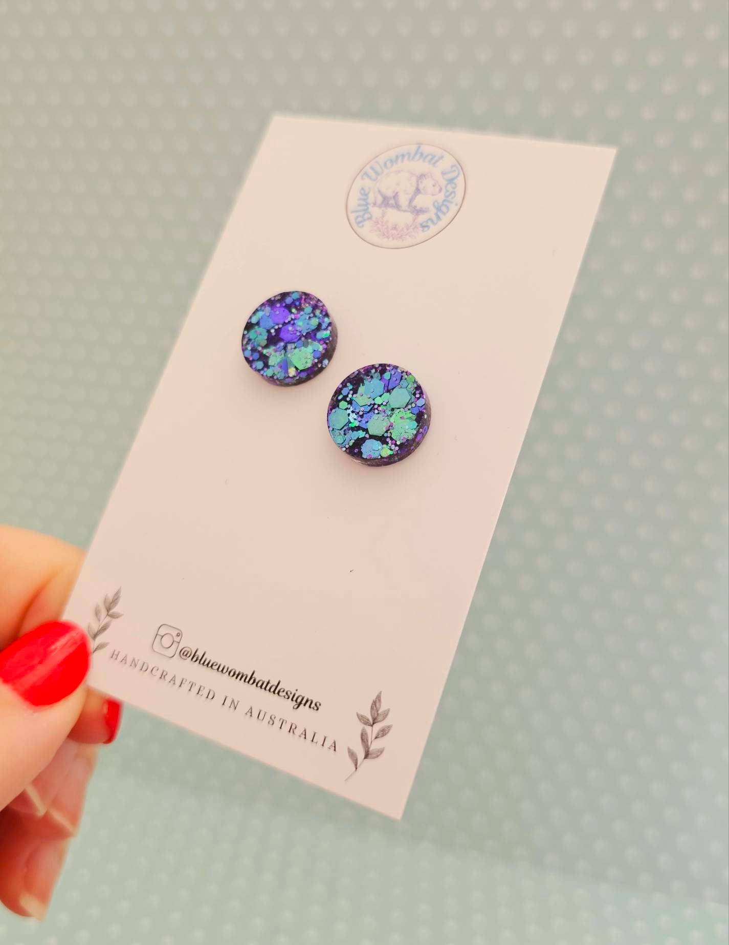 Small Colour Change Glitter Resin Studs 14mm