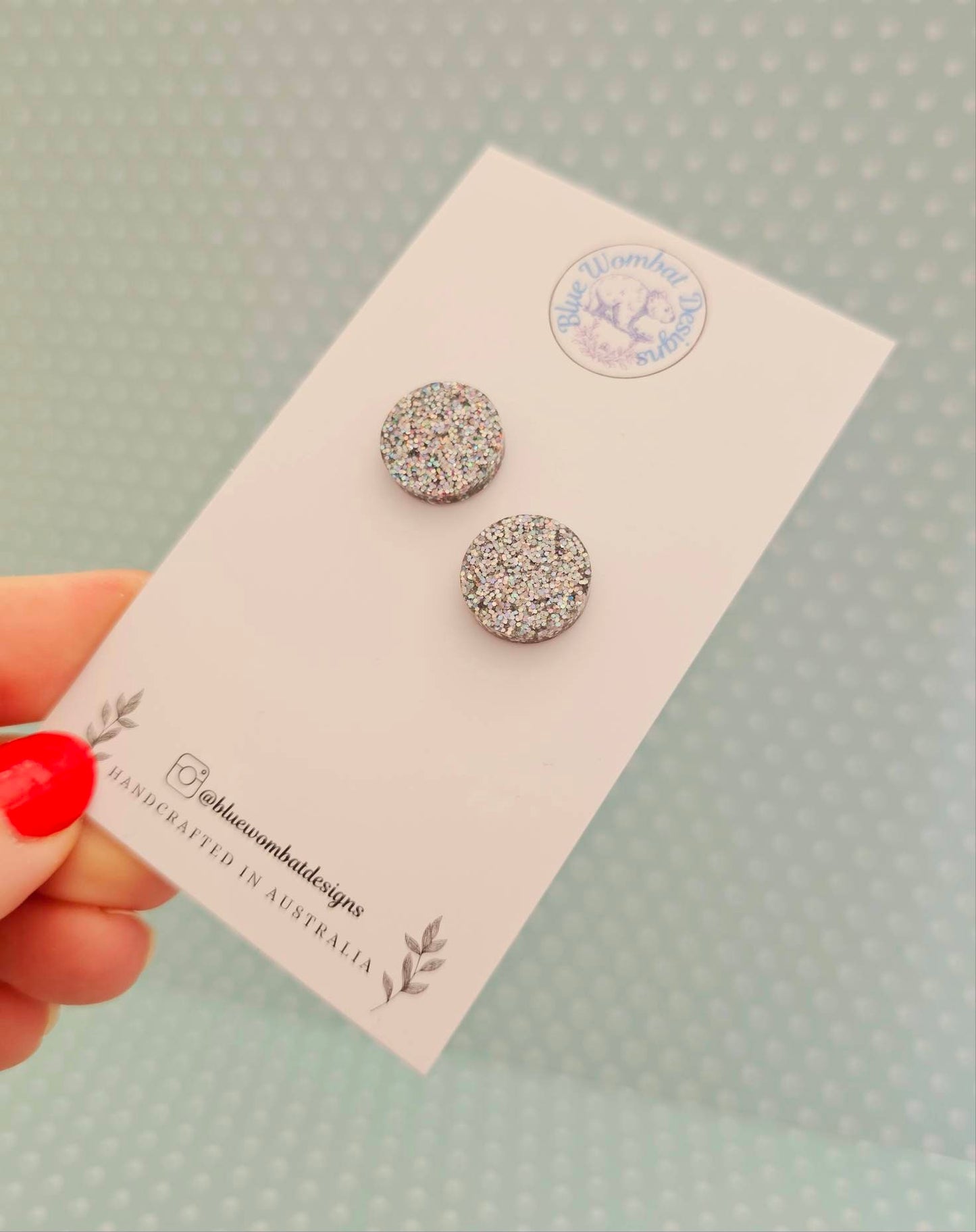 Small Sparkle Glitter Resin Studs 14mm