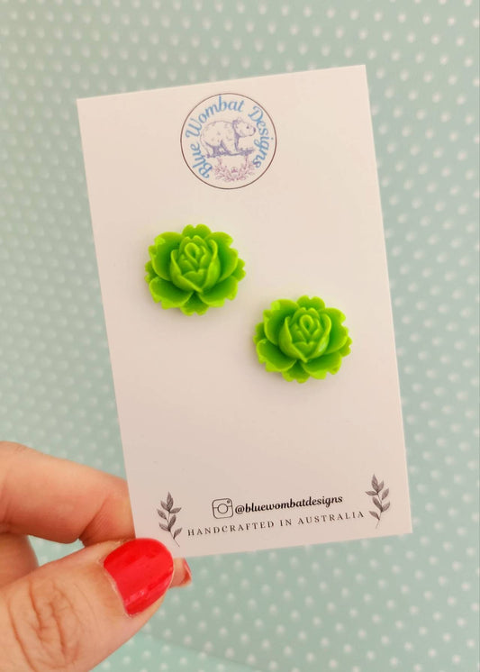 Green Flower Resin Studs 20mm