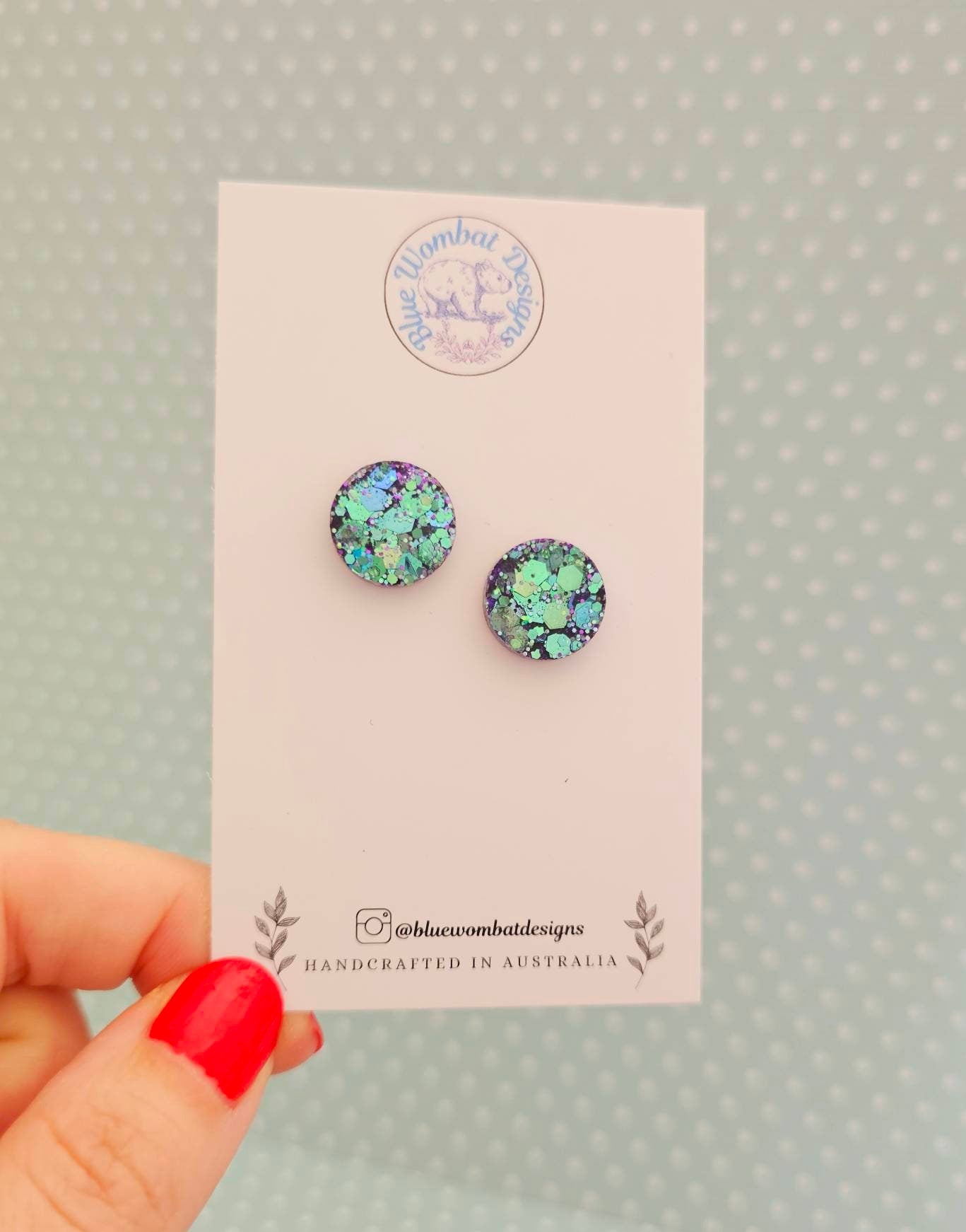 Small Colour Change Glitter Resin Studs 14mm