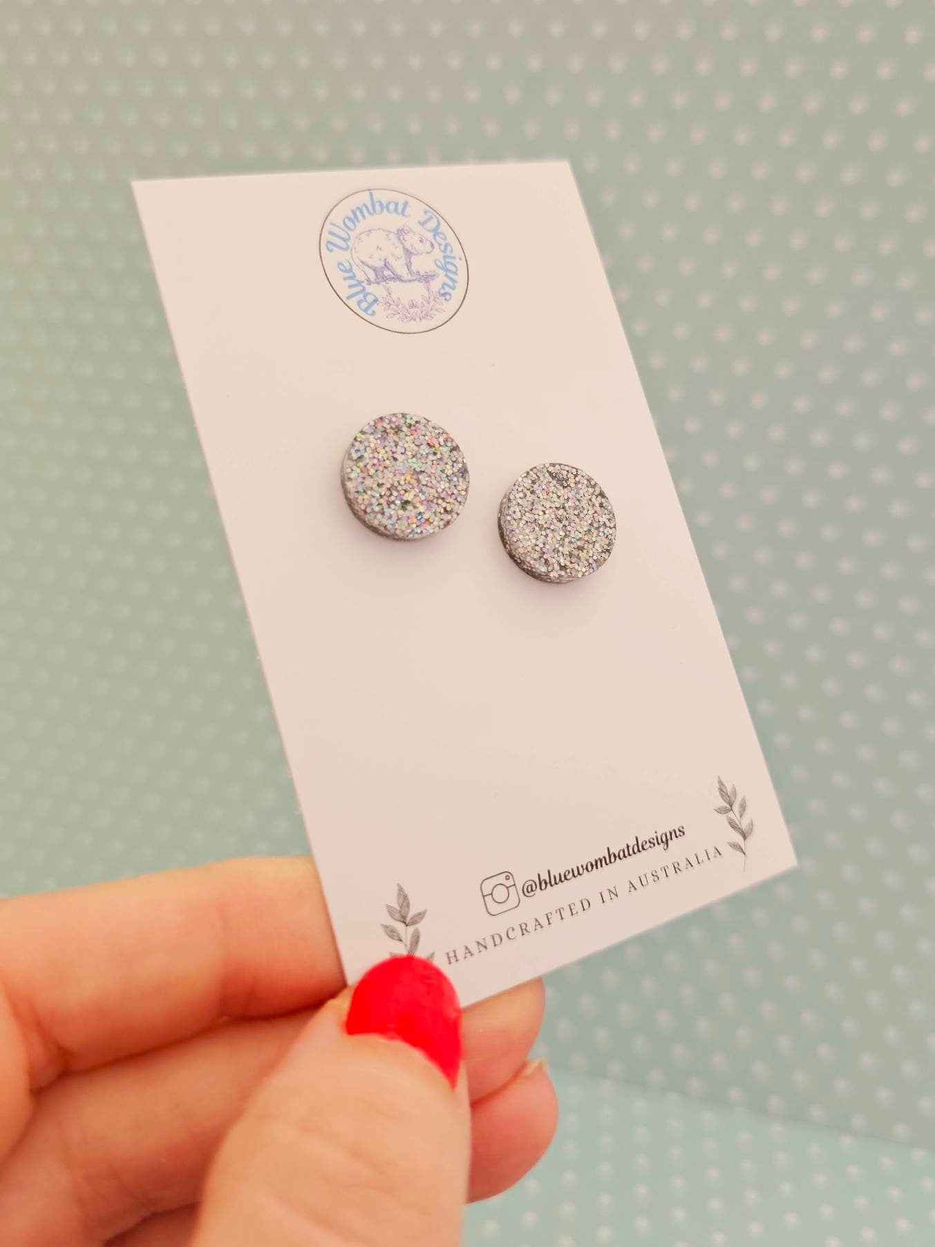 Small Sparkle Glitter Resin Studs 14mm