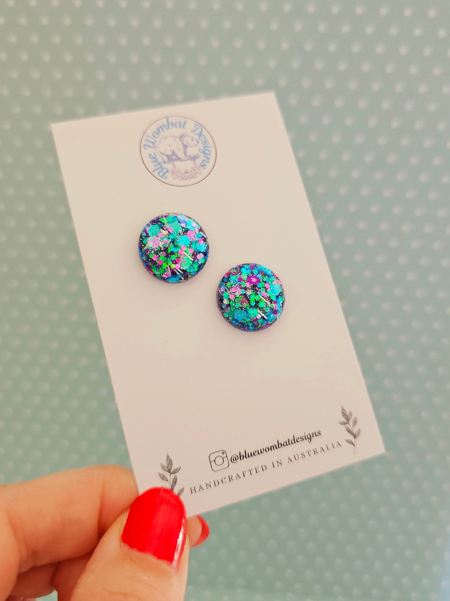 Glitter Resin Domed Studs 16mm