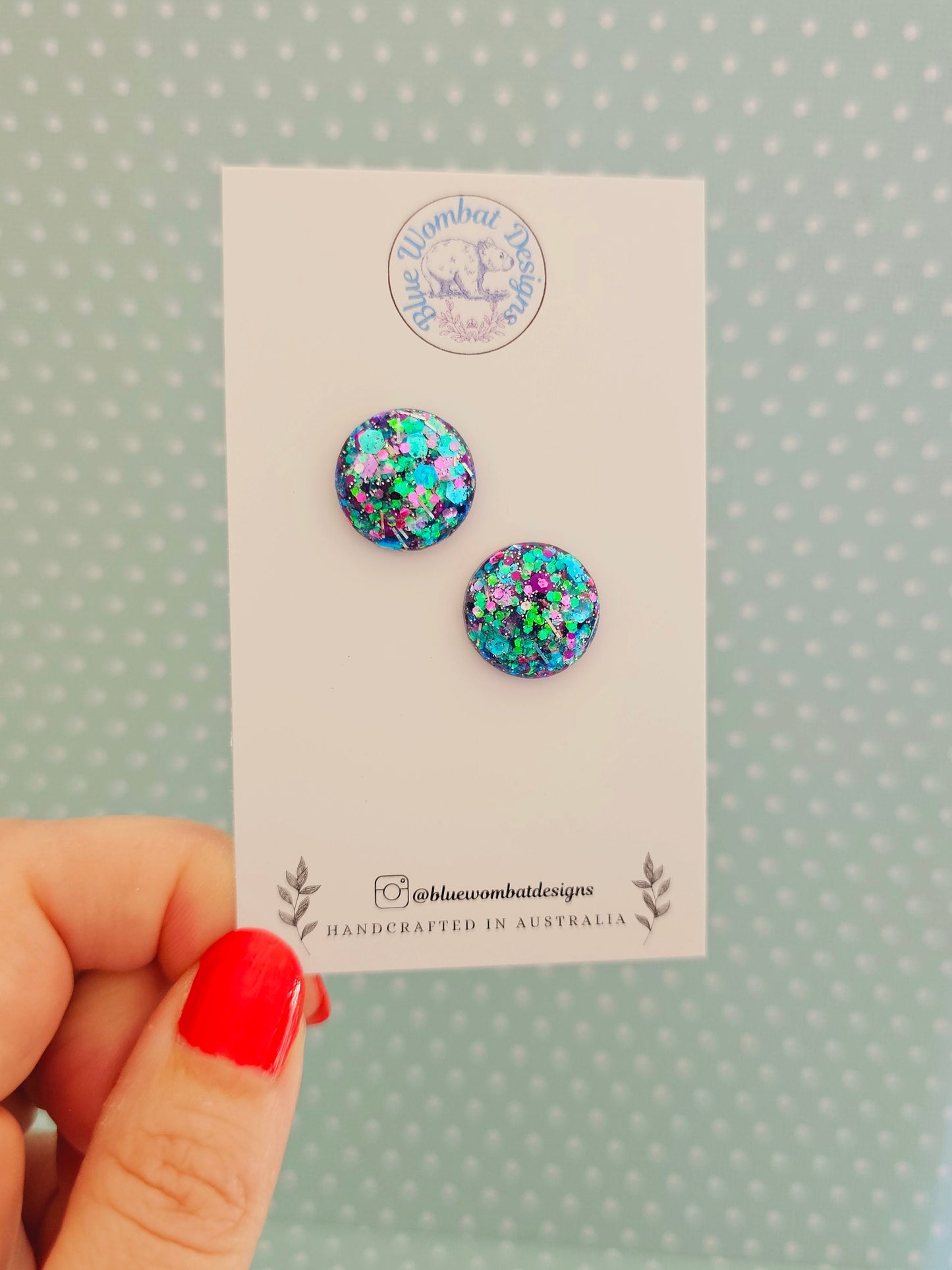 Glitter Resin Domed Studs 16mm