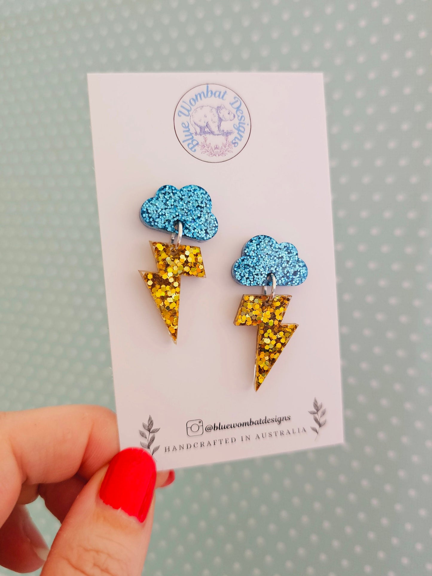 Cloud Lightning Resin Glitter Small Dangle Earrings