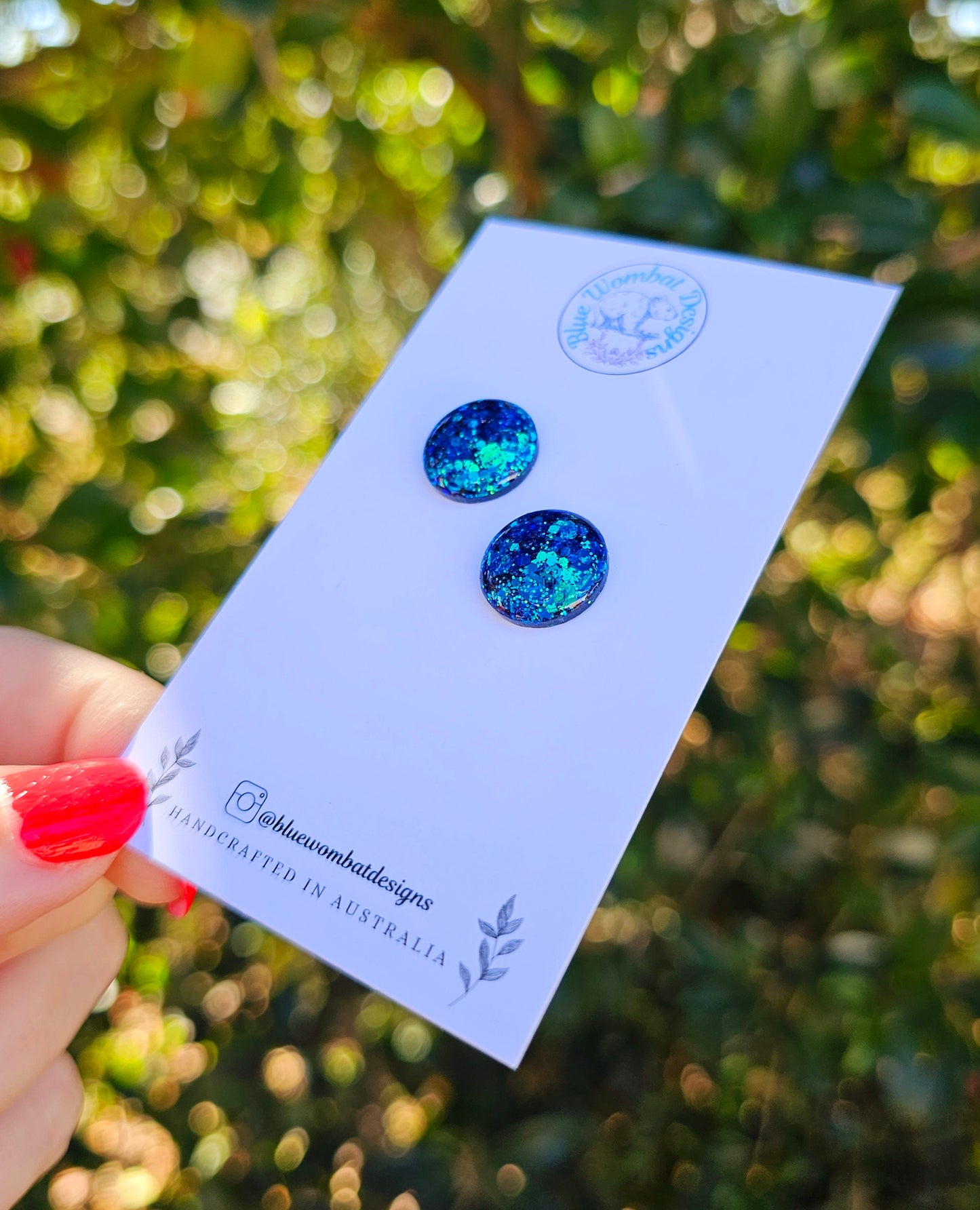 Chameleon Glitter Resin Domed Studs 14mm