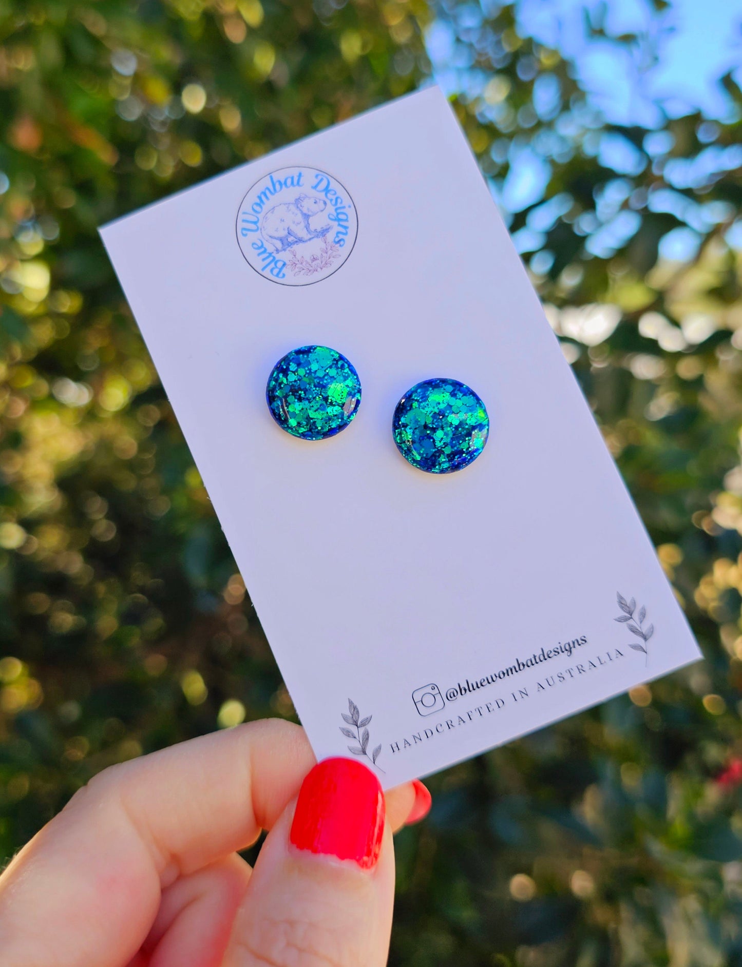 Chameleon Glitter Resin Domed Studs 14mm