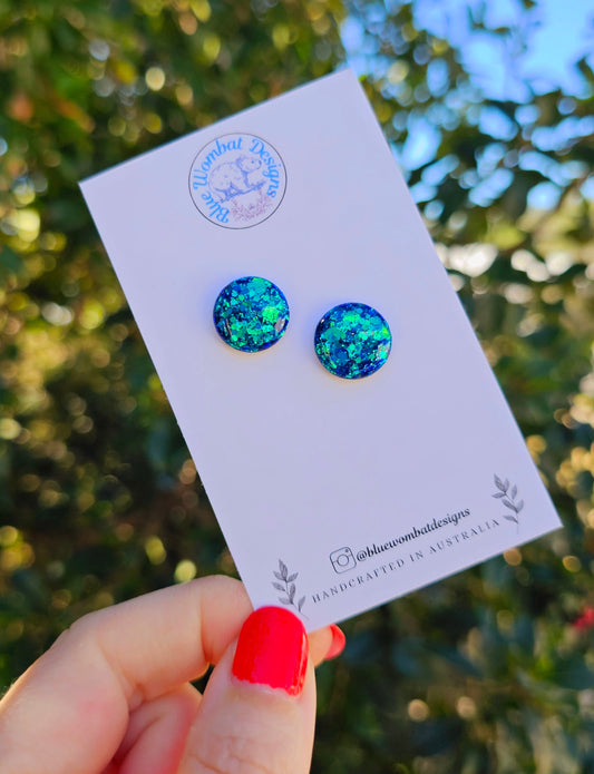 Chameleon Glitter Resin Domed Studs 14mm