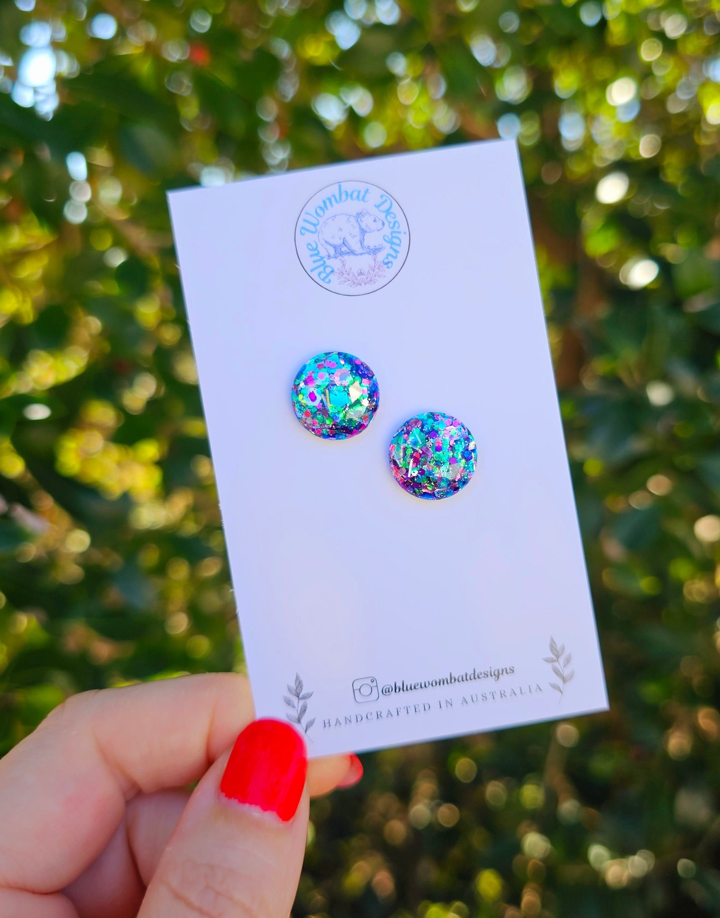 Glitter Resin Domed Studs 14mm