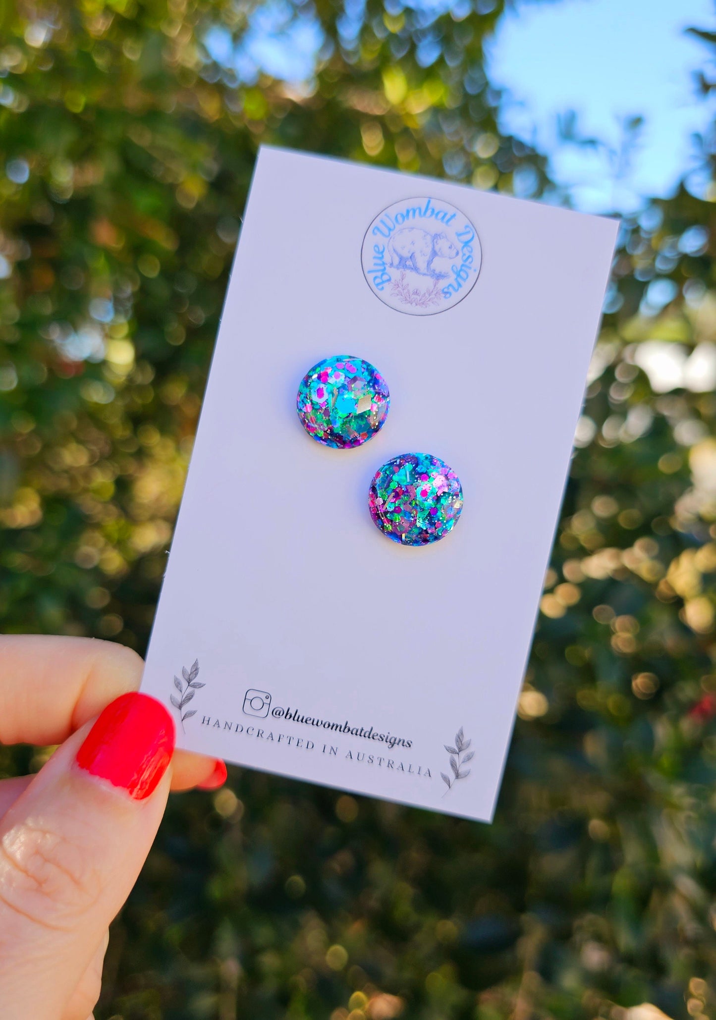 Glitter Resin Domed Studs 14mm