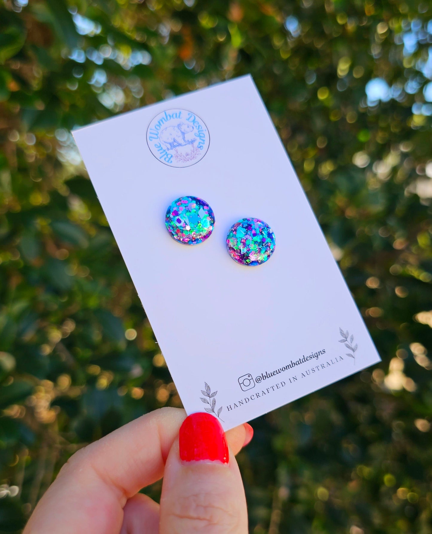 Glitter Resin Domed Studs 14mm