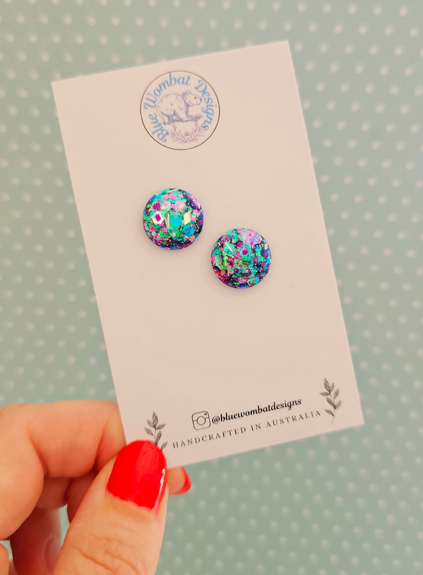 Glitter Resin Domed Studs 14mm