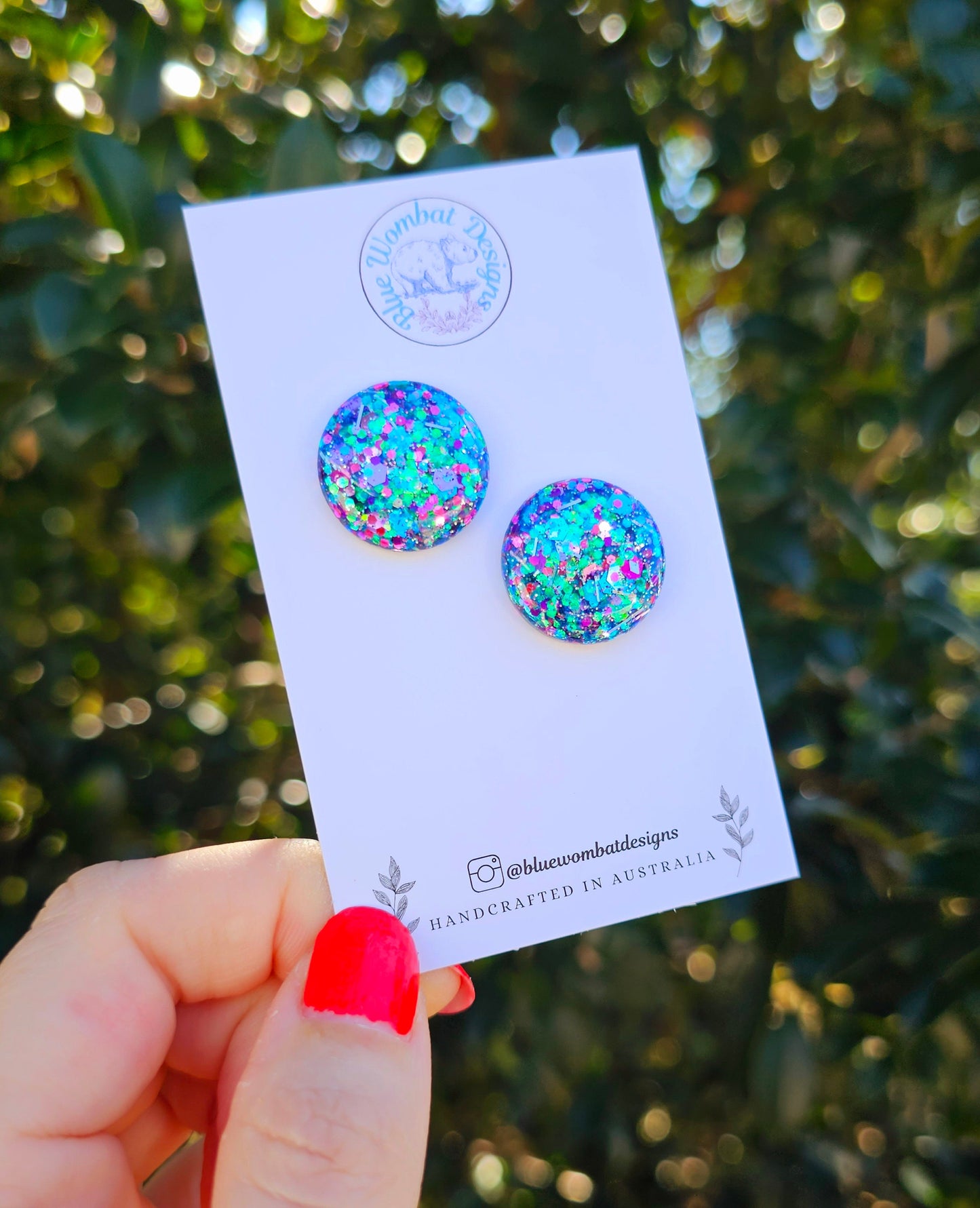 Colourful Glitter Resin Domed Studs 20mm