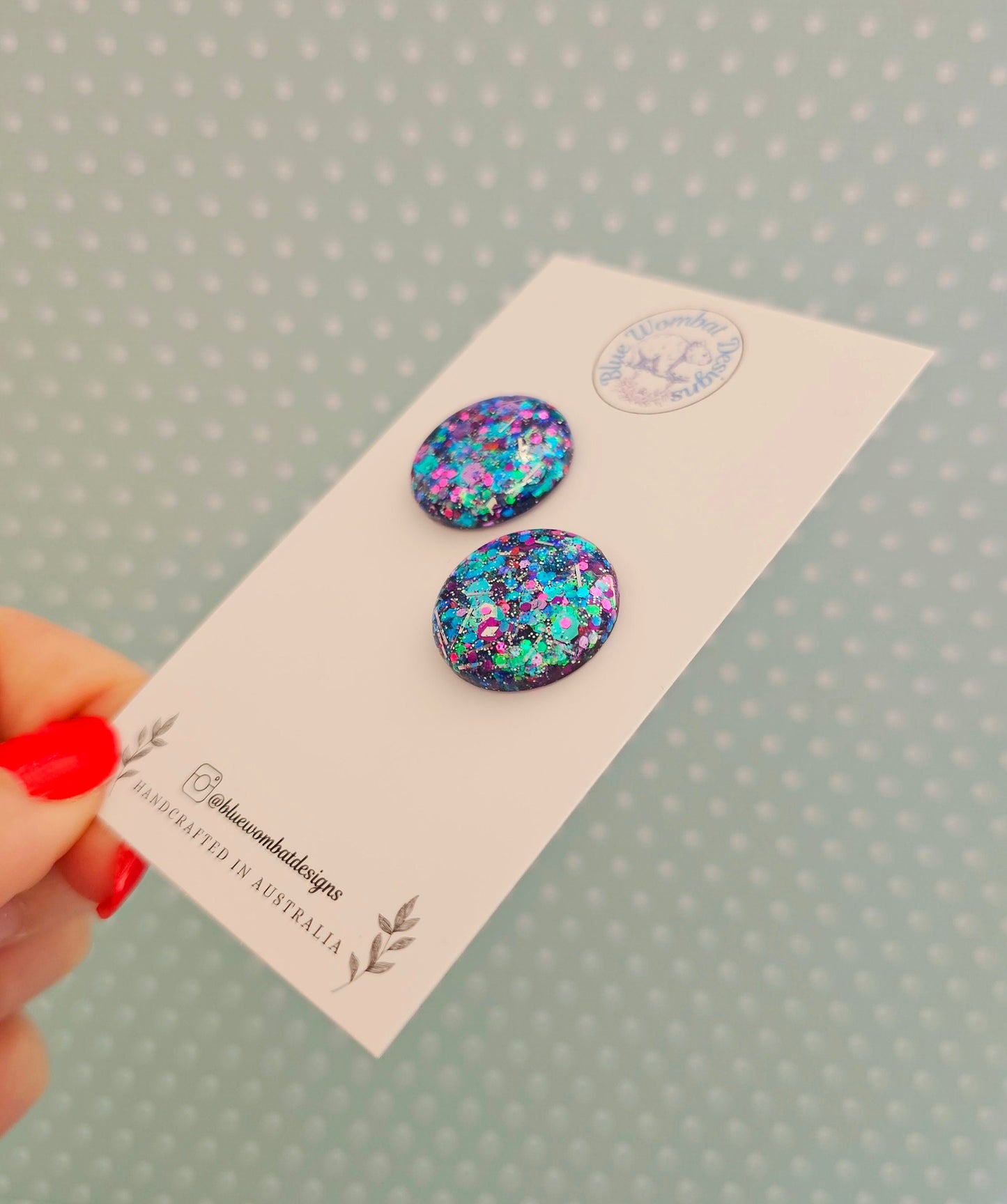 Colourful Glitter Resin Domed Studs 20mm