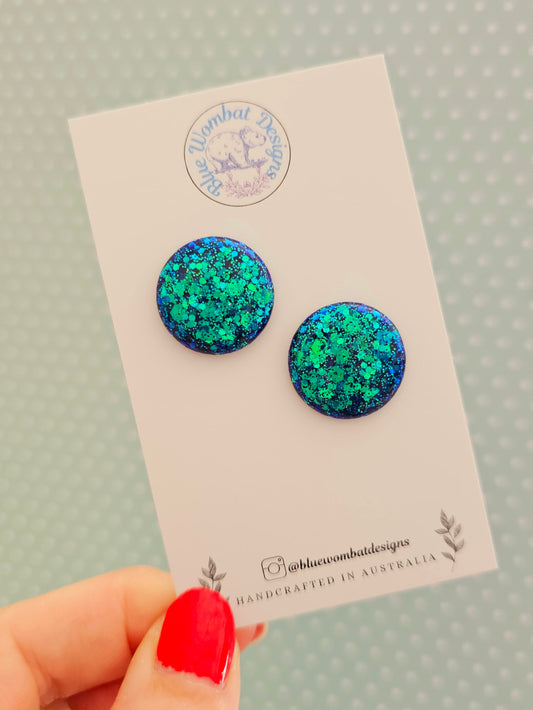 Chameleon Glitter Resin Domed Studs 20mm