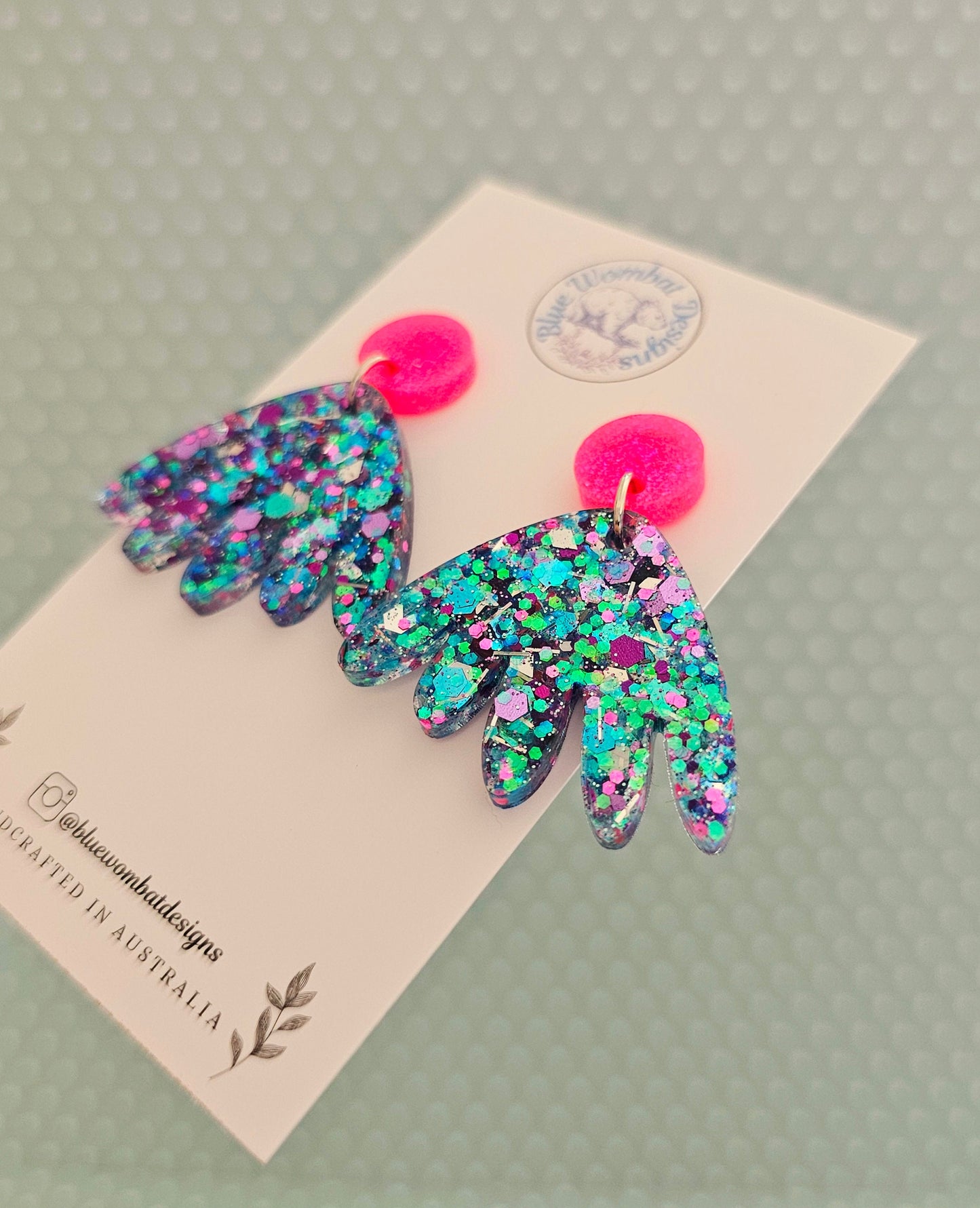 Colourful Glitter Resin Statement Earrings