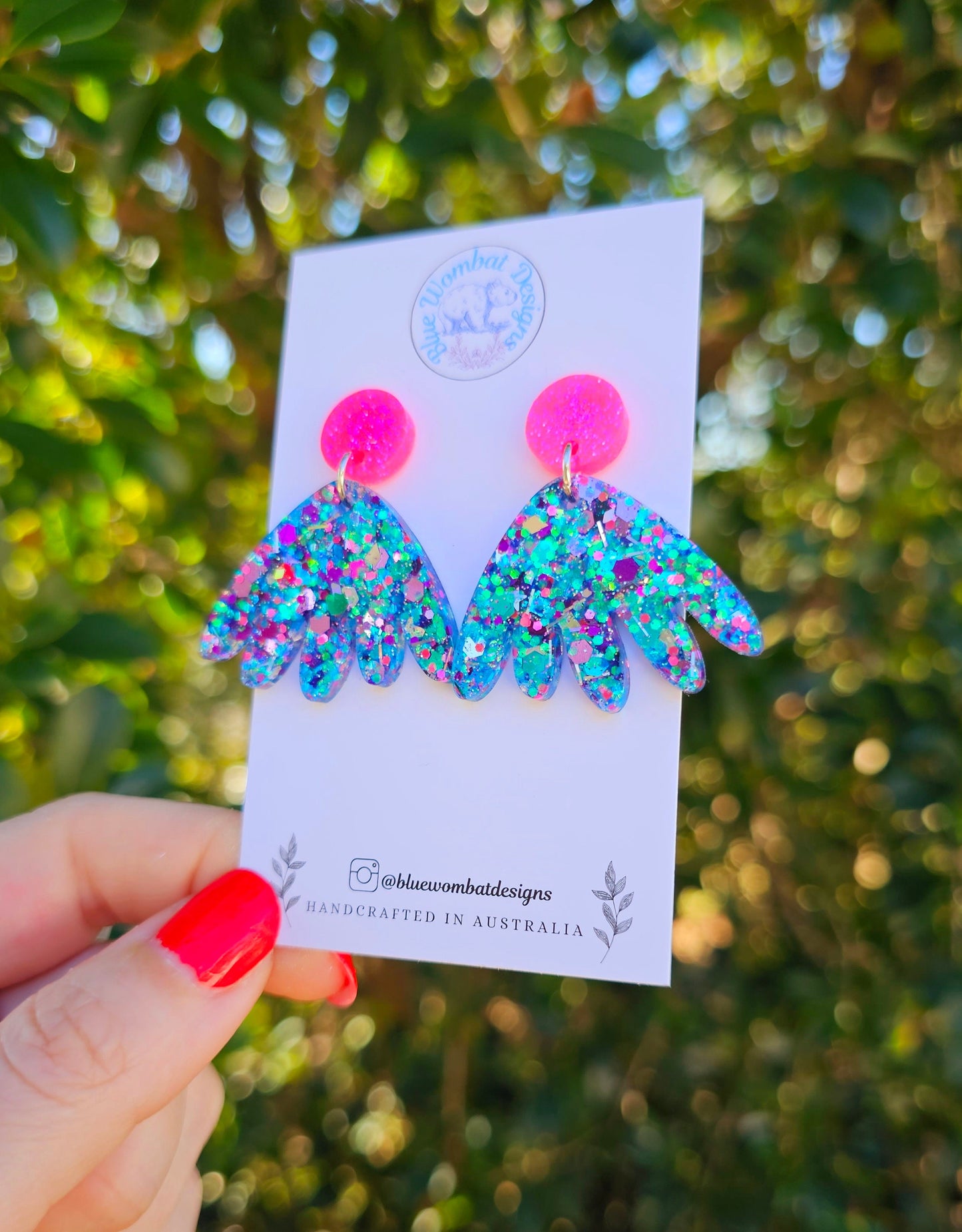 Colourful Glitter Resin Statement Earrings