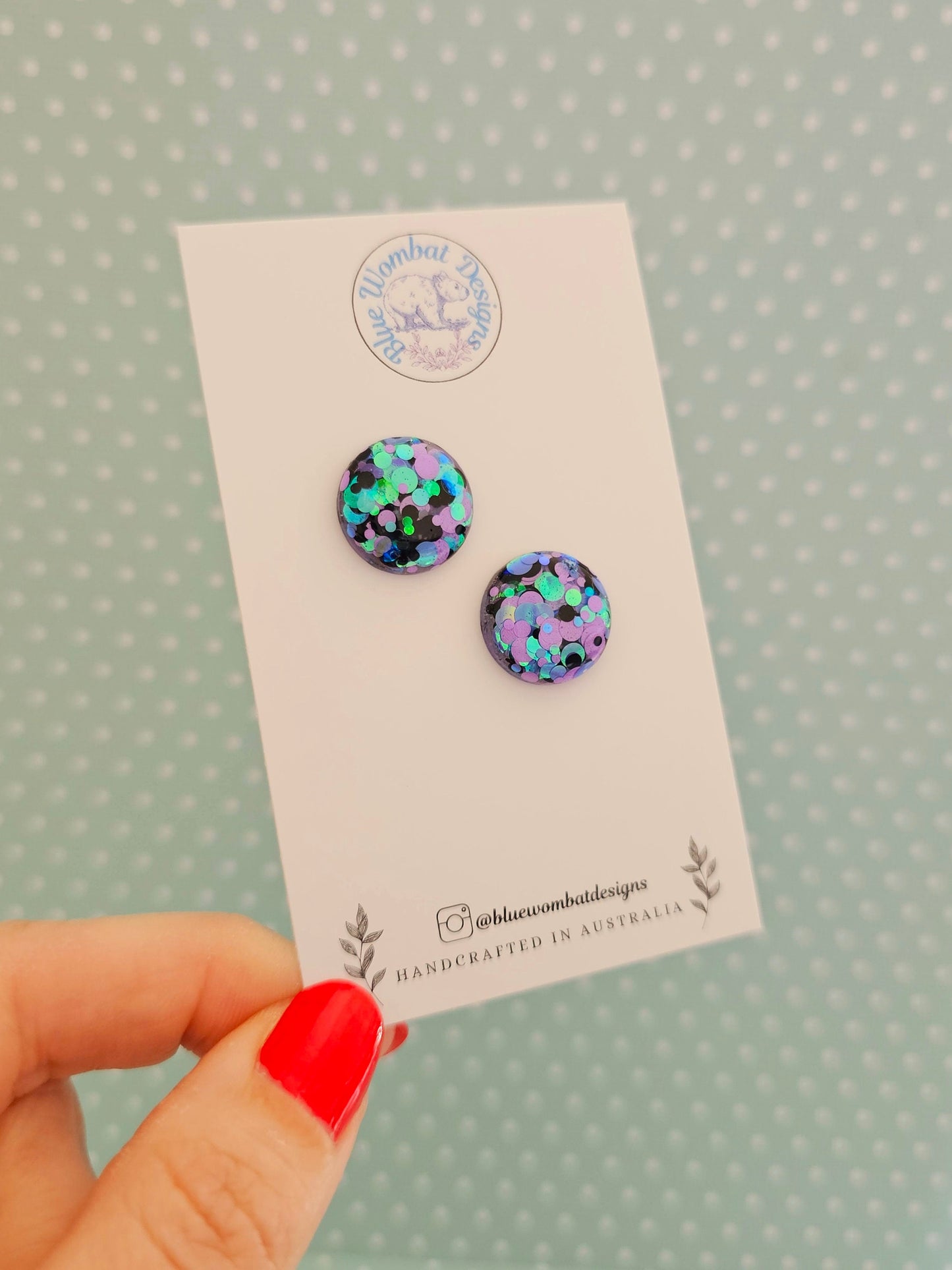 Glitter Resin Domed Studs 16mm