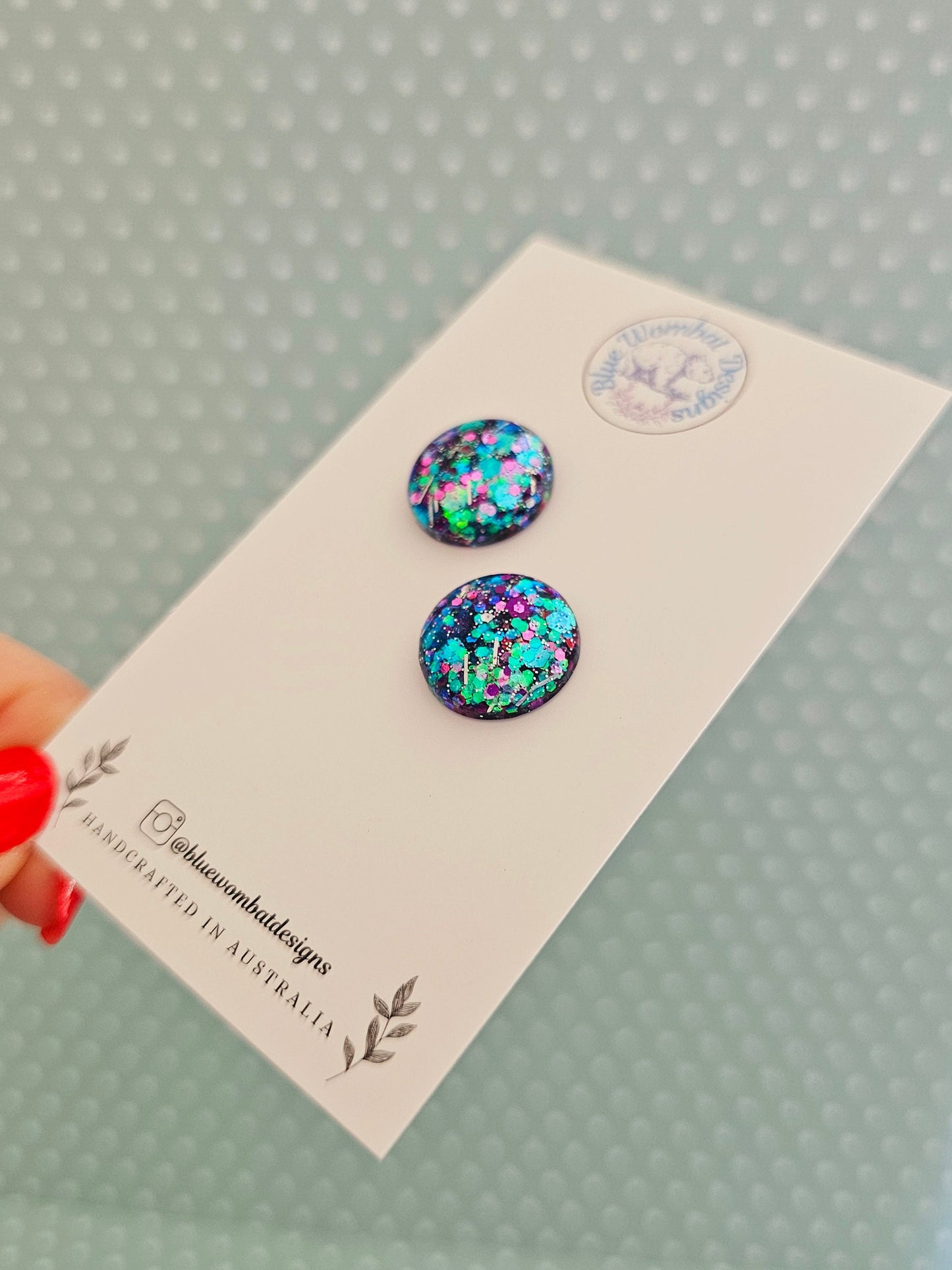 Glitter Resin Domed Studs 16mm