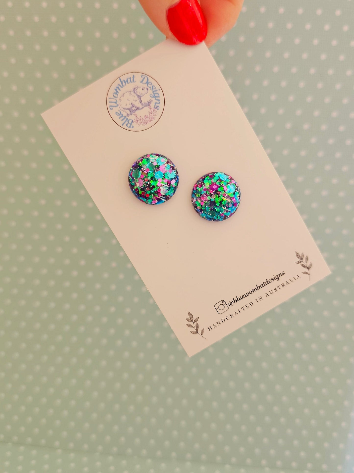 Glitter Resin Domed Studs 16mm