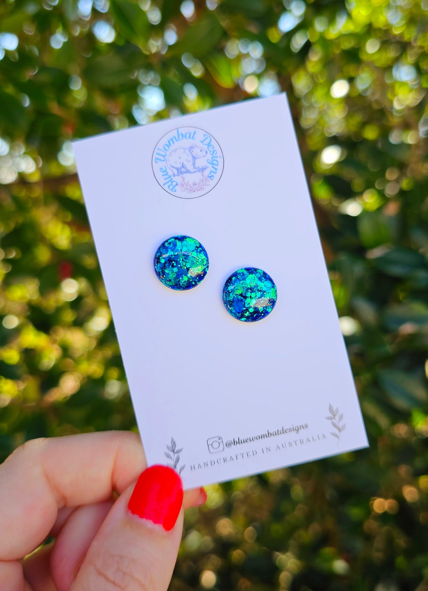 Chameleon Glitter Resin Domed Studs 14mm