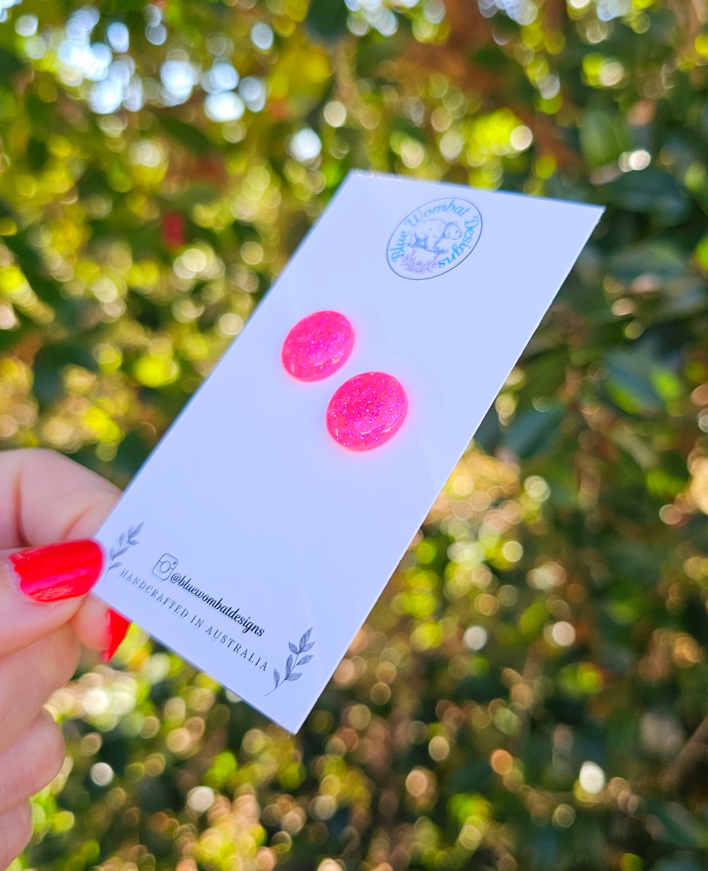 Hot Pink Glitter Resin Domed Studs 14mm