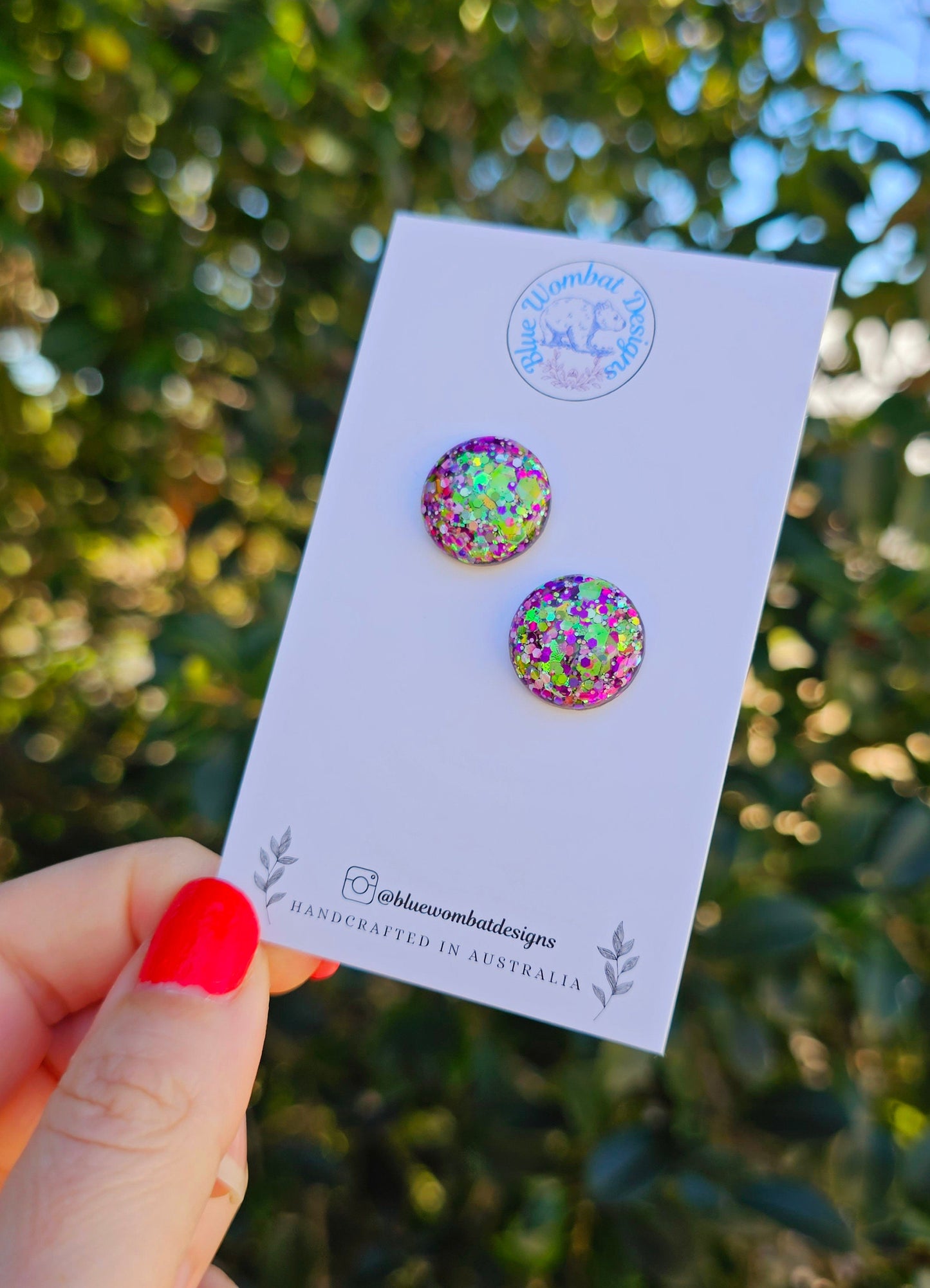 Sparkle Glitter Resin Domed Studs 16mm